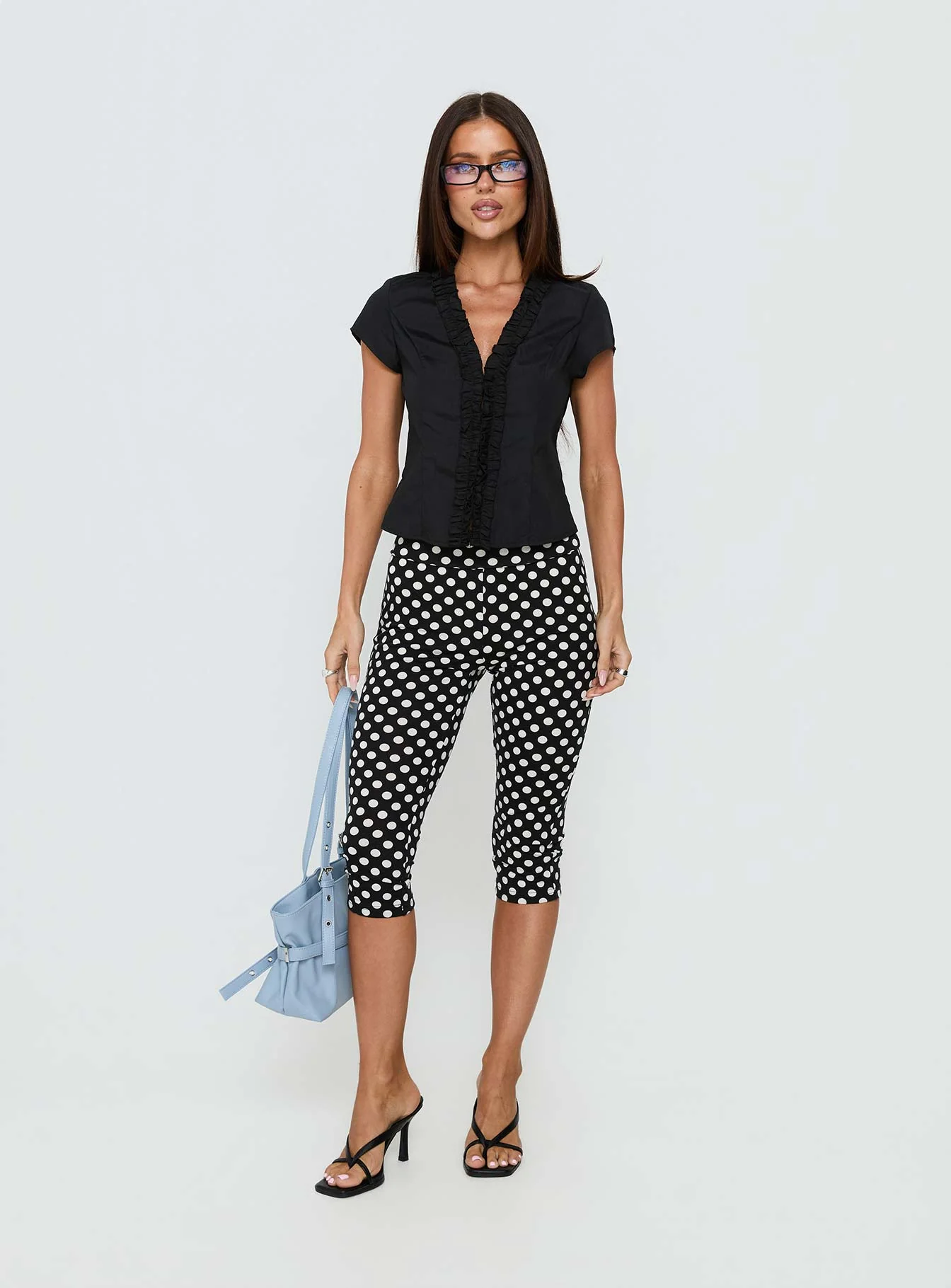 Isadonna Capri Pants Black Polka Dot - Image 2