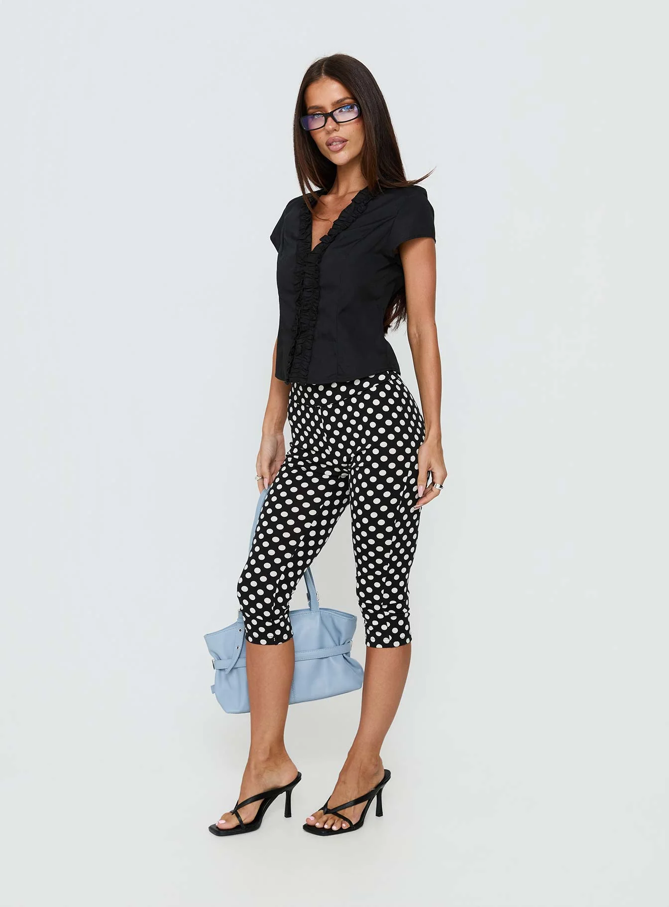 Isadonna Capri Pants Black Polka Dot - Image 4