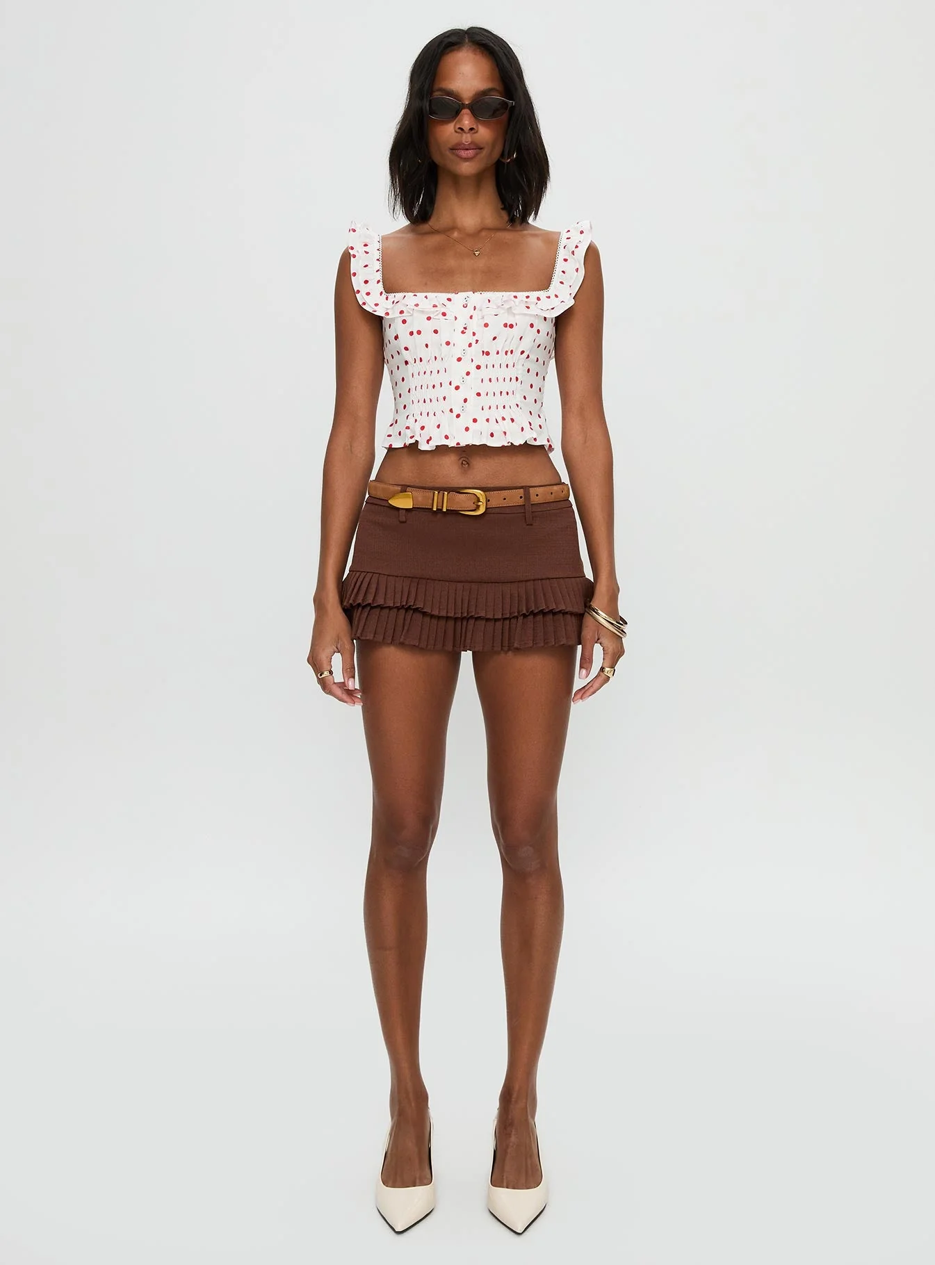 Isadoria Frill Top White / Red Polka - Image 7