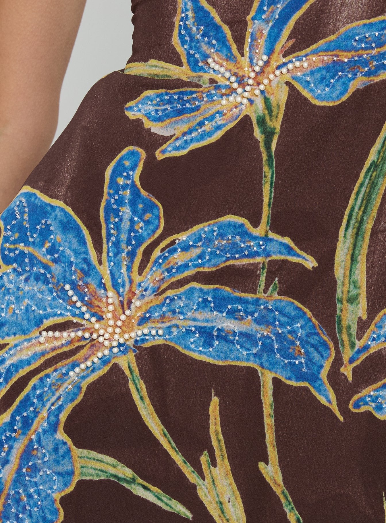 Isakaia Beaded Mini Dress Brown Floral - Image 6