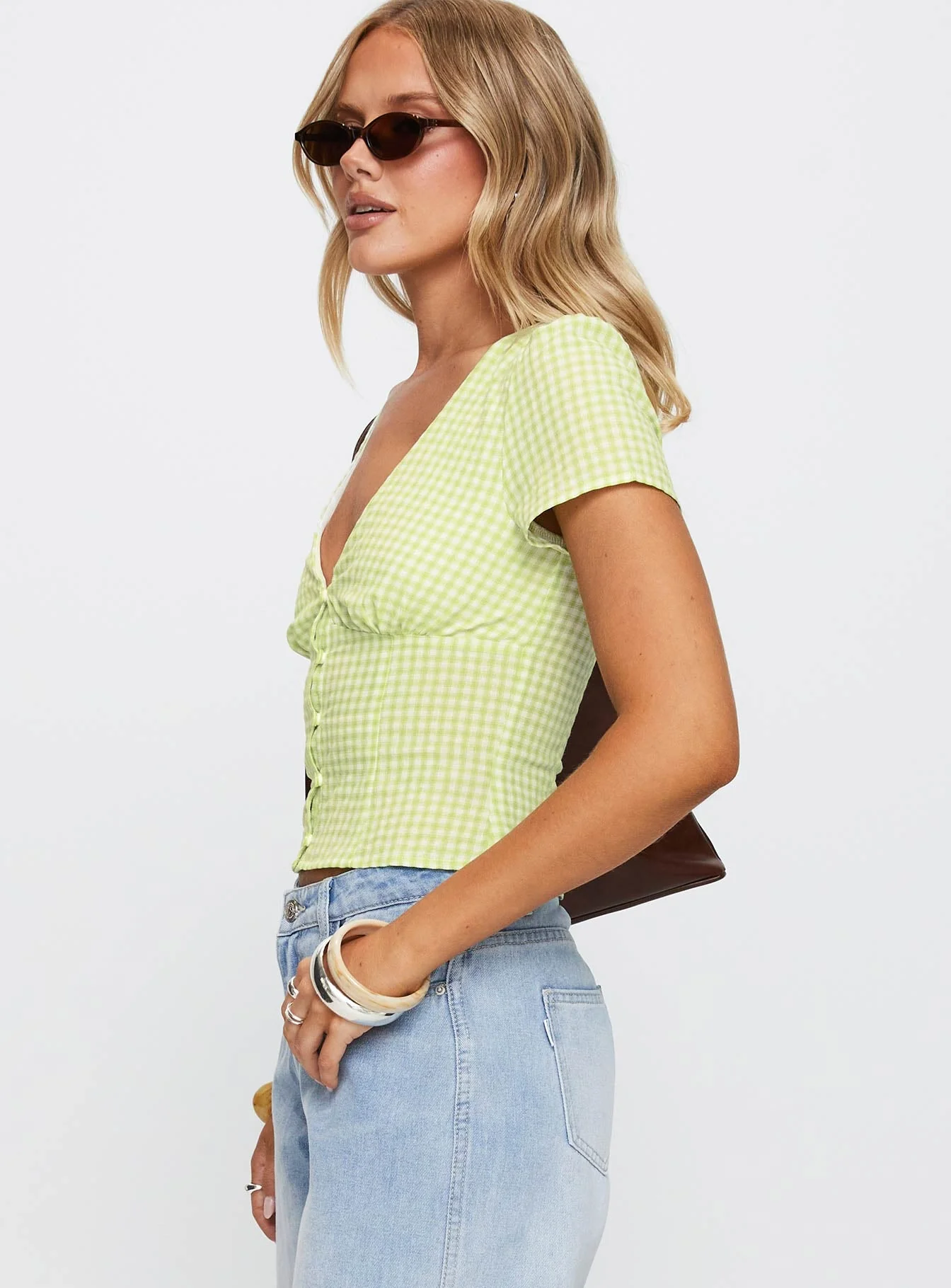 Isolda Top Green Gingham - Image 4