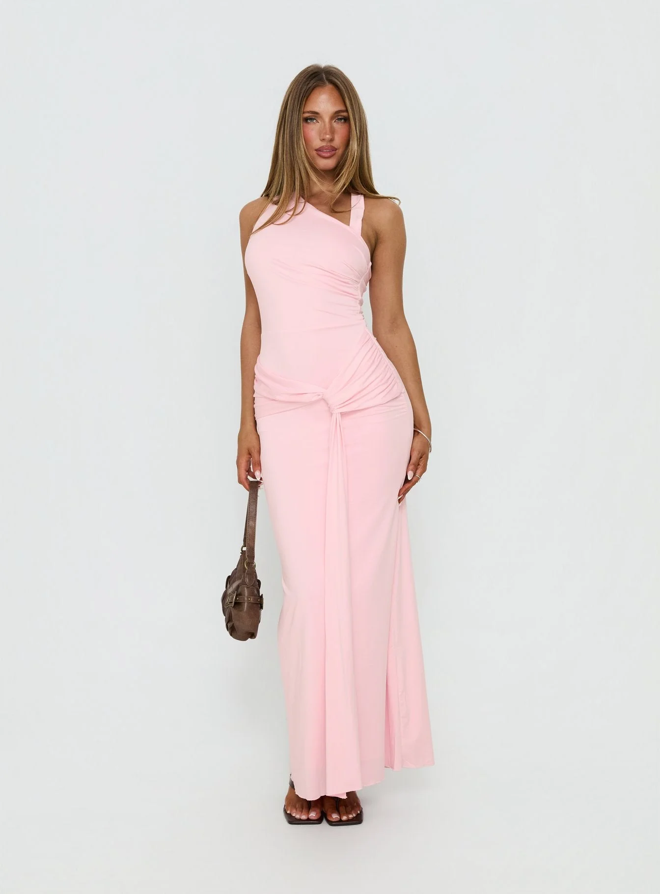 Ivetta Ruched Maxi Dress Pink - Image 3