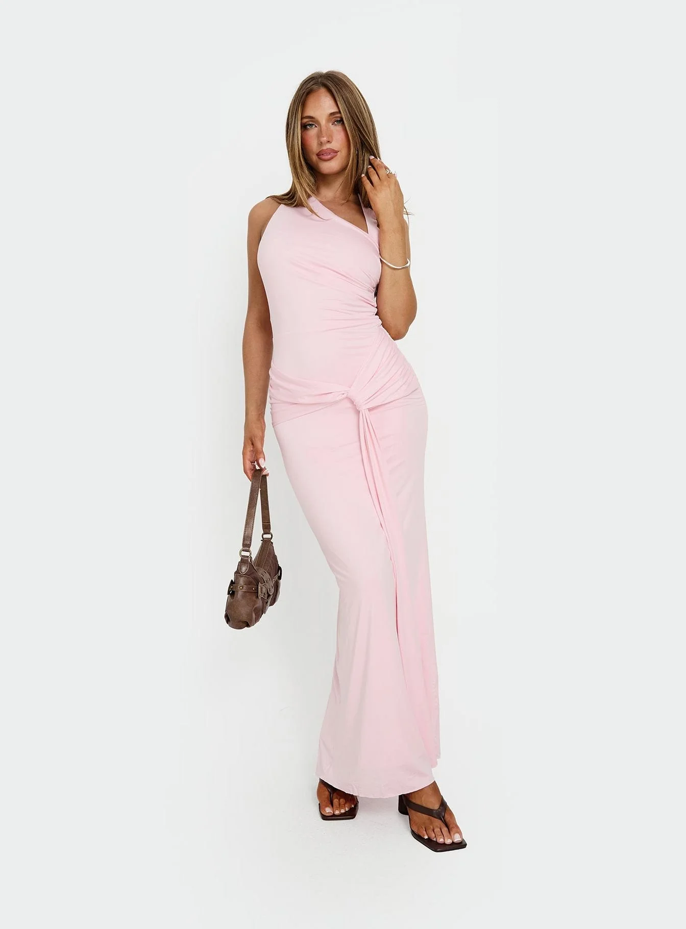 Ivetta Ruched Maxi Dress Pink - Image 9