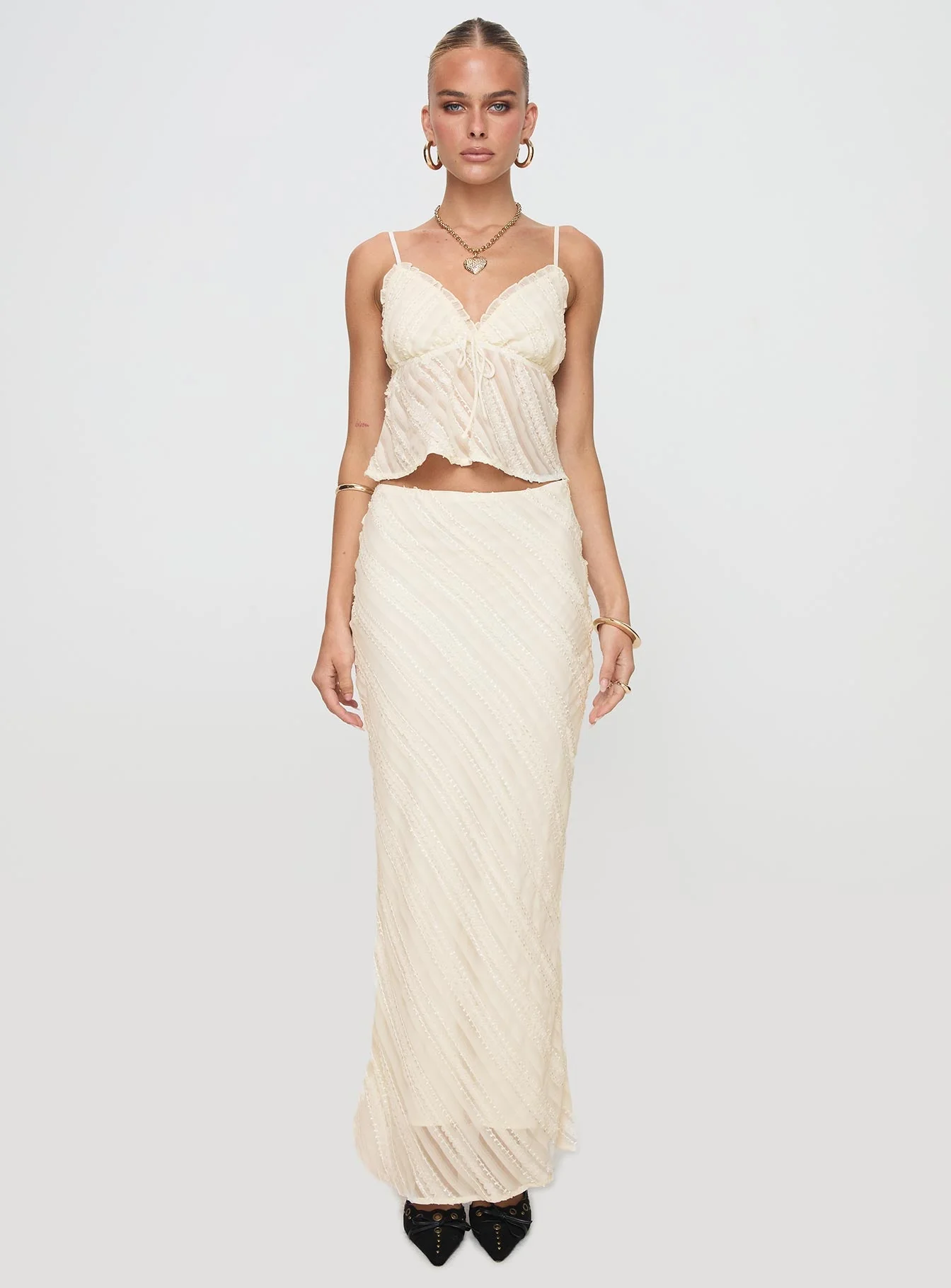 Jacintha Maxi Skirt Cream - Image 7