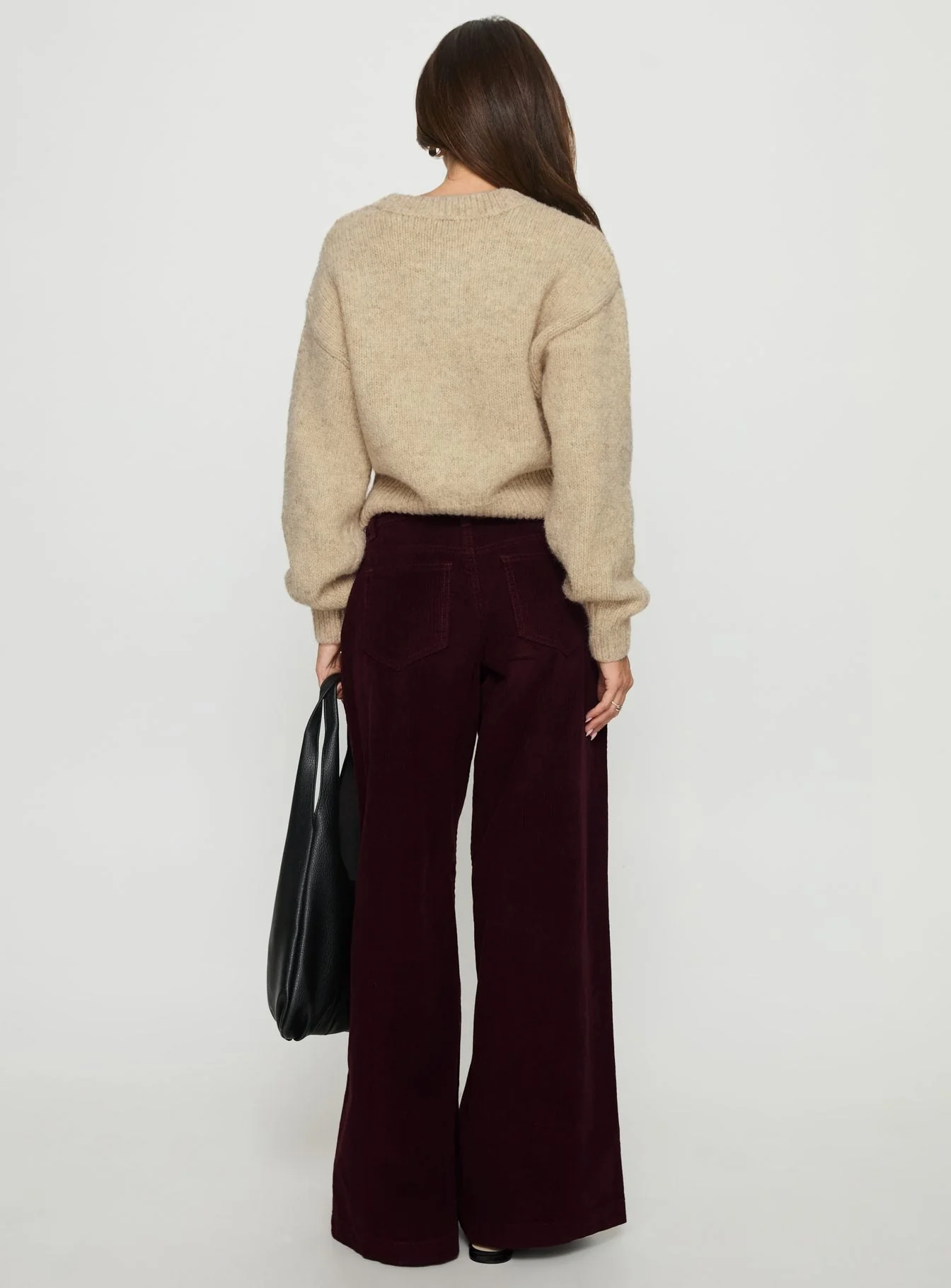Jacynda Low Waist Wide Leg Corduroy Jeans Currant - Image 5