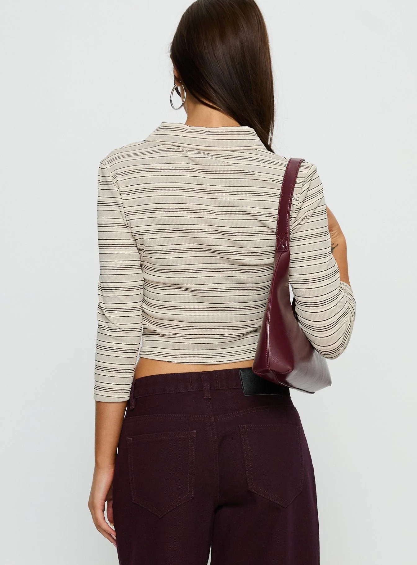 Jaeda Collared 3/4 Sleeve Top Stripe - Image 4