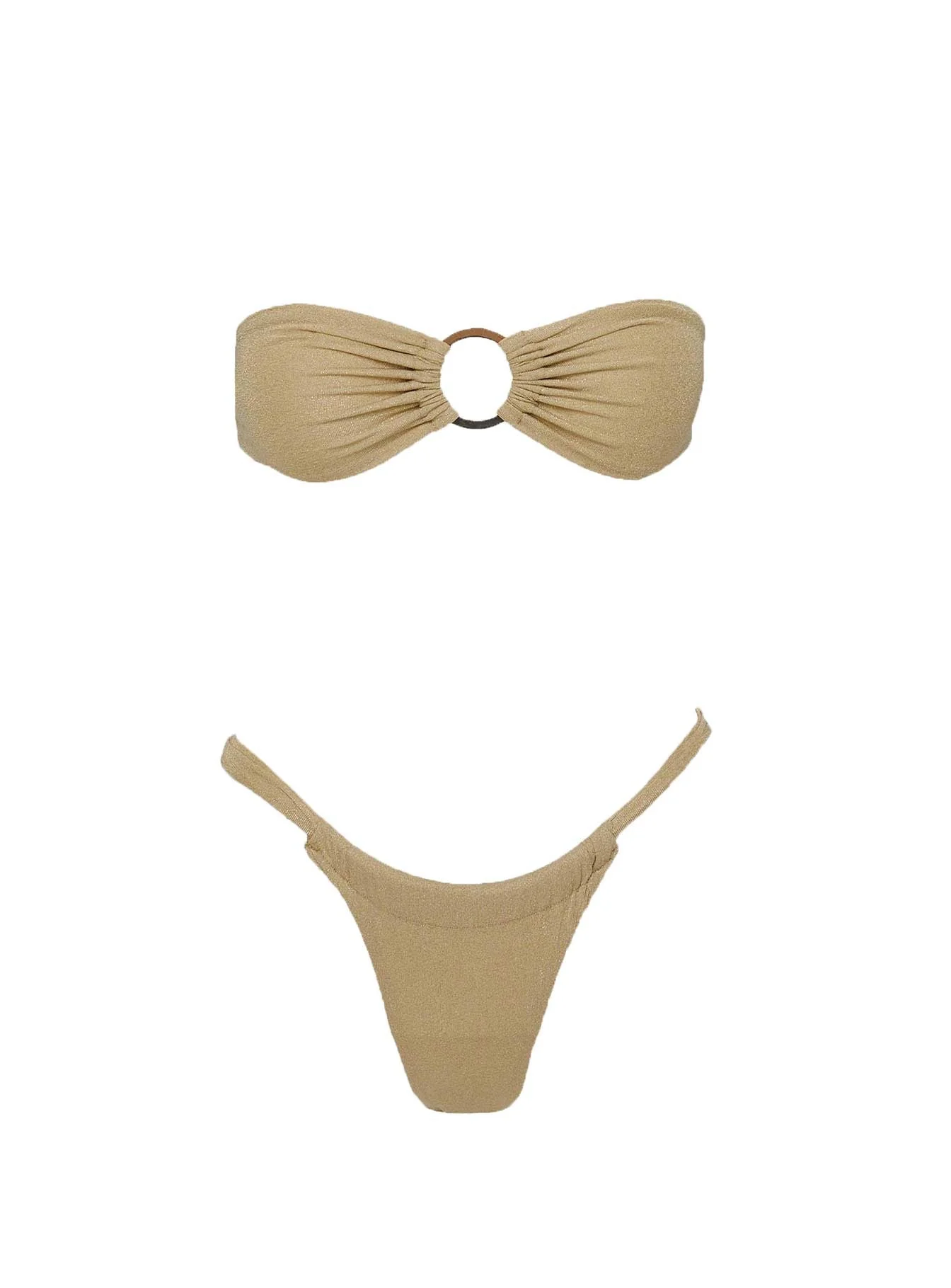 Janea Ruched Glitter Bikini Bottoms Gold - Image 5