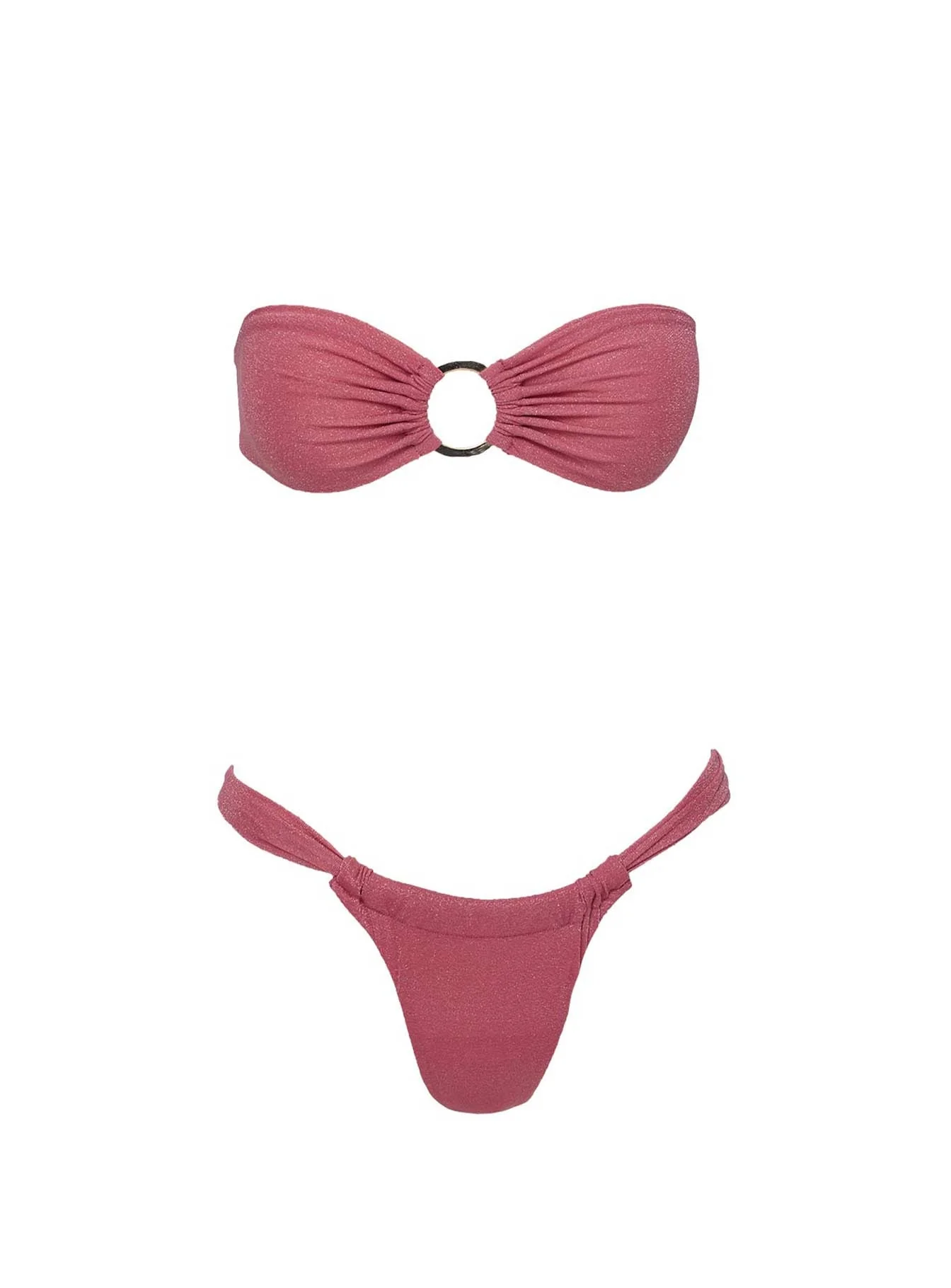 Janea Ruched Glitter Bikini Bottoms Magenta Pink - Image 5