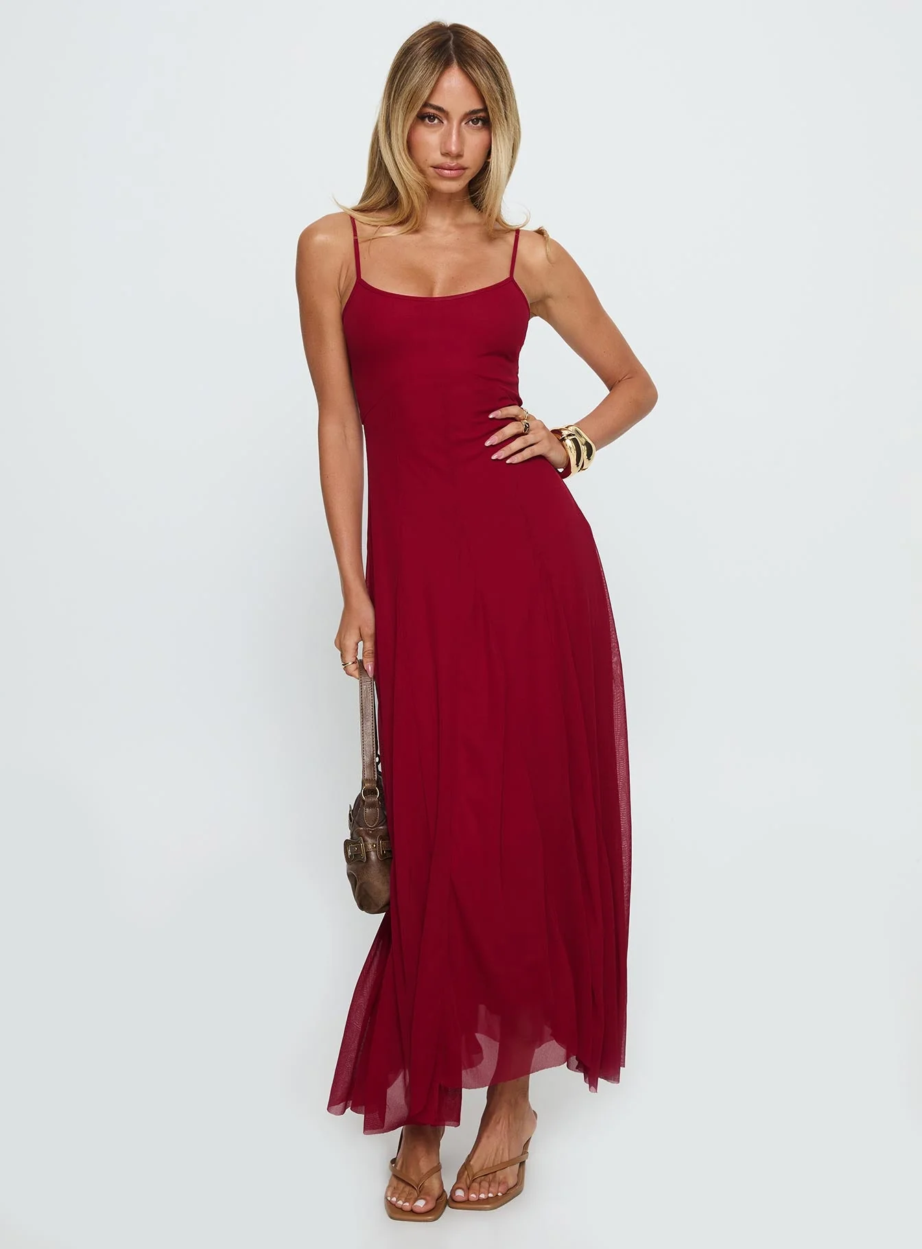 Janeira Pleat Maxi Dress Red - Image 2