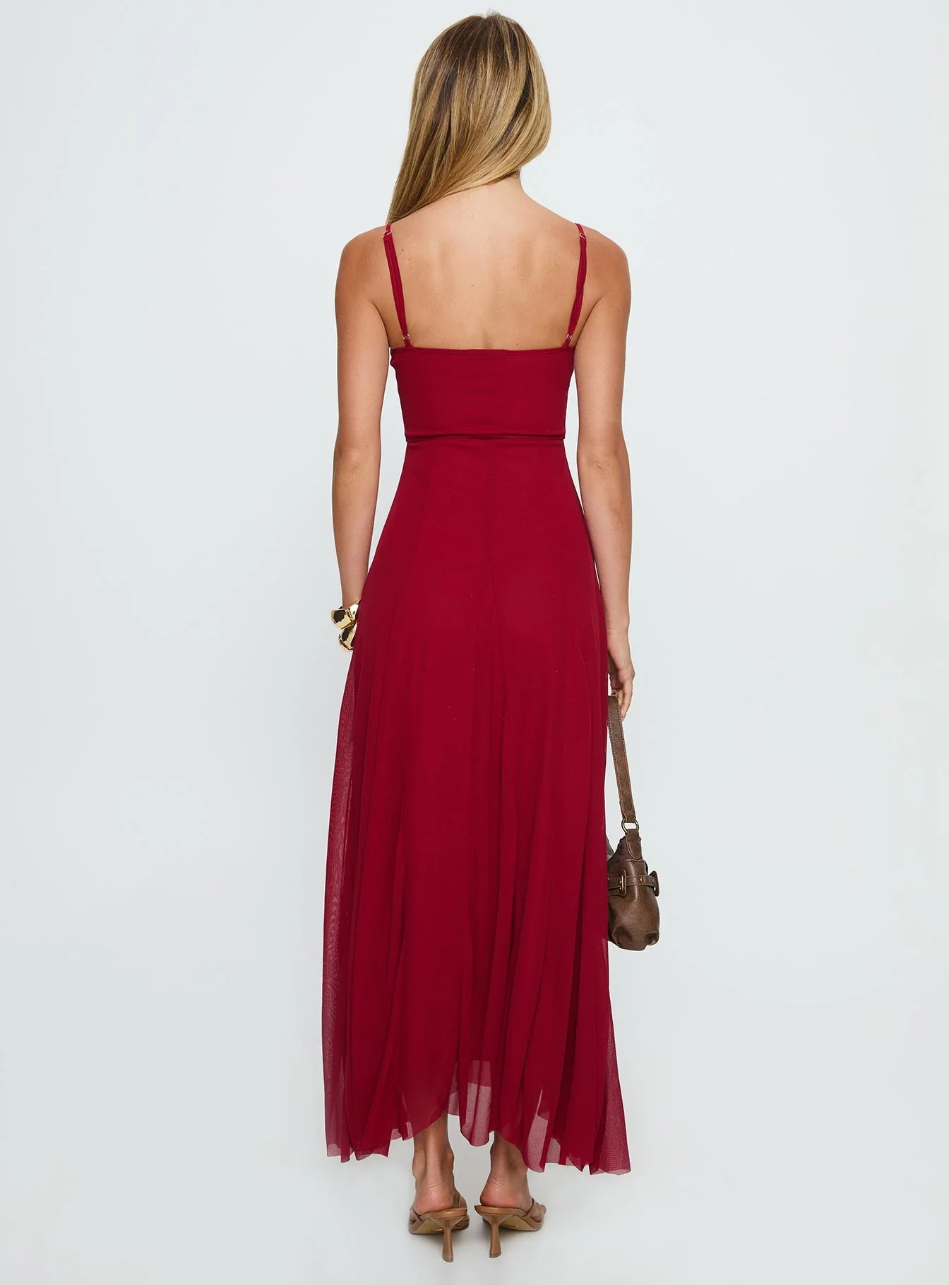 Janeira Pleat Maxi Dress Red - Image 4