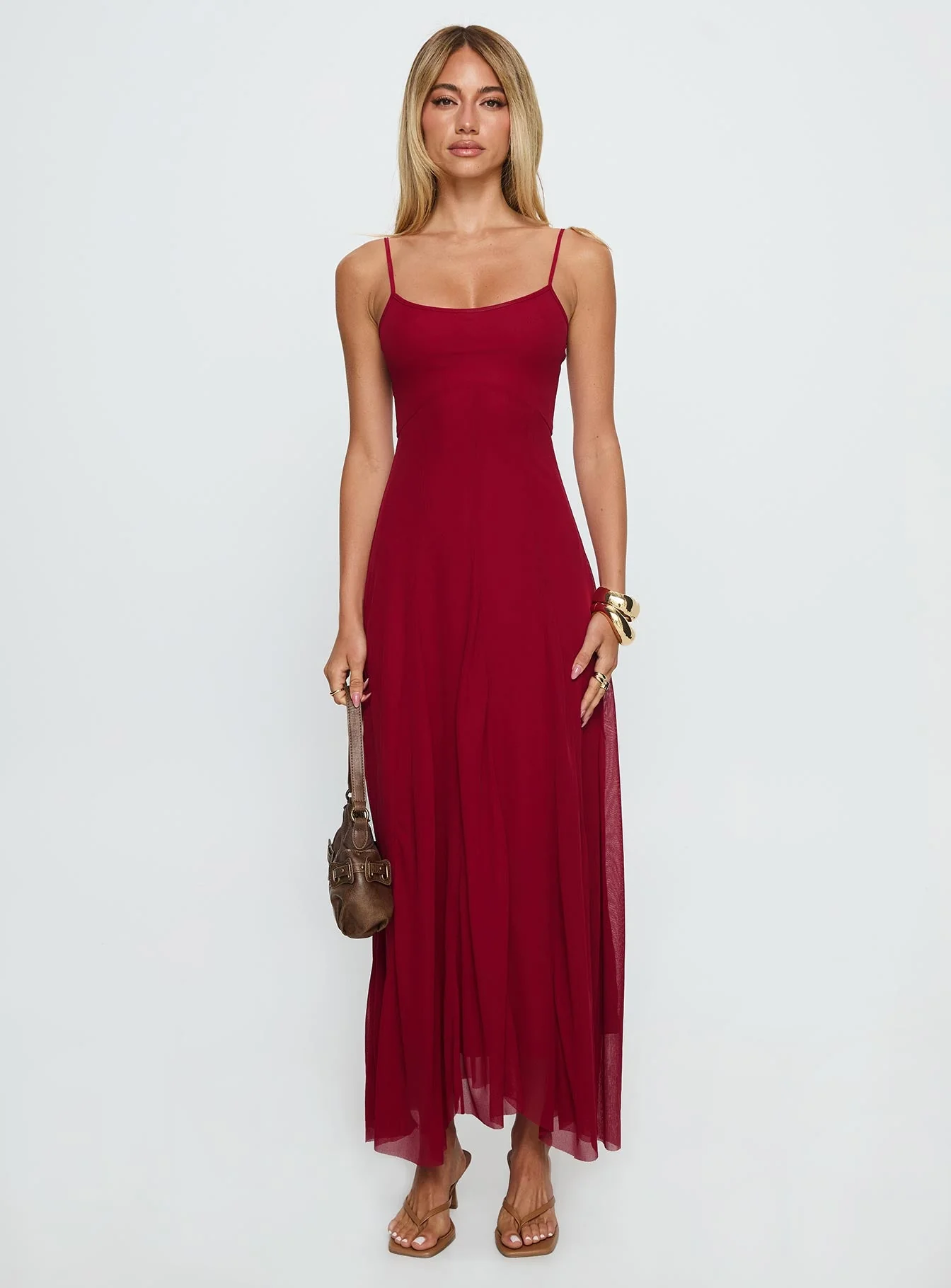 Janeira Pleat Maxi Dress Red - Image 6