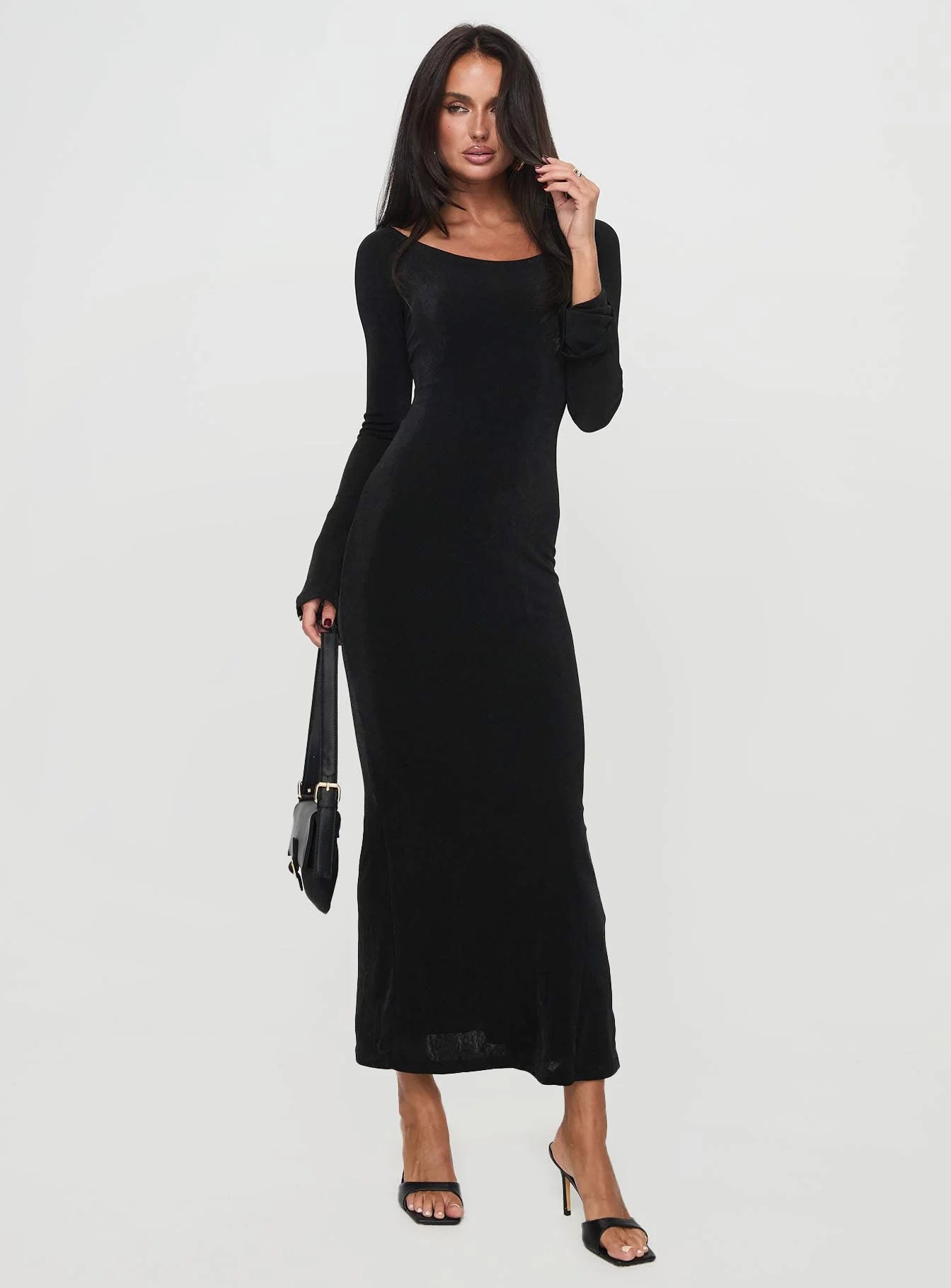 Janice Long Sleeve Maxi Dress Black - Image 2