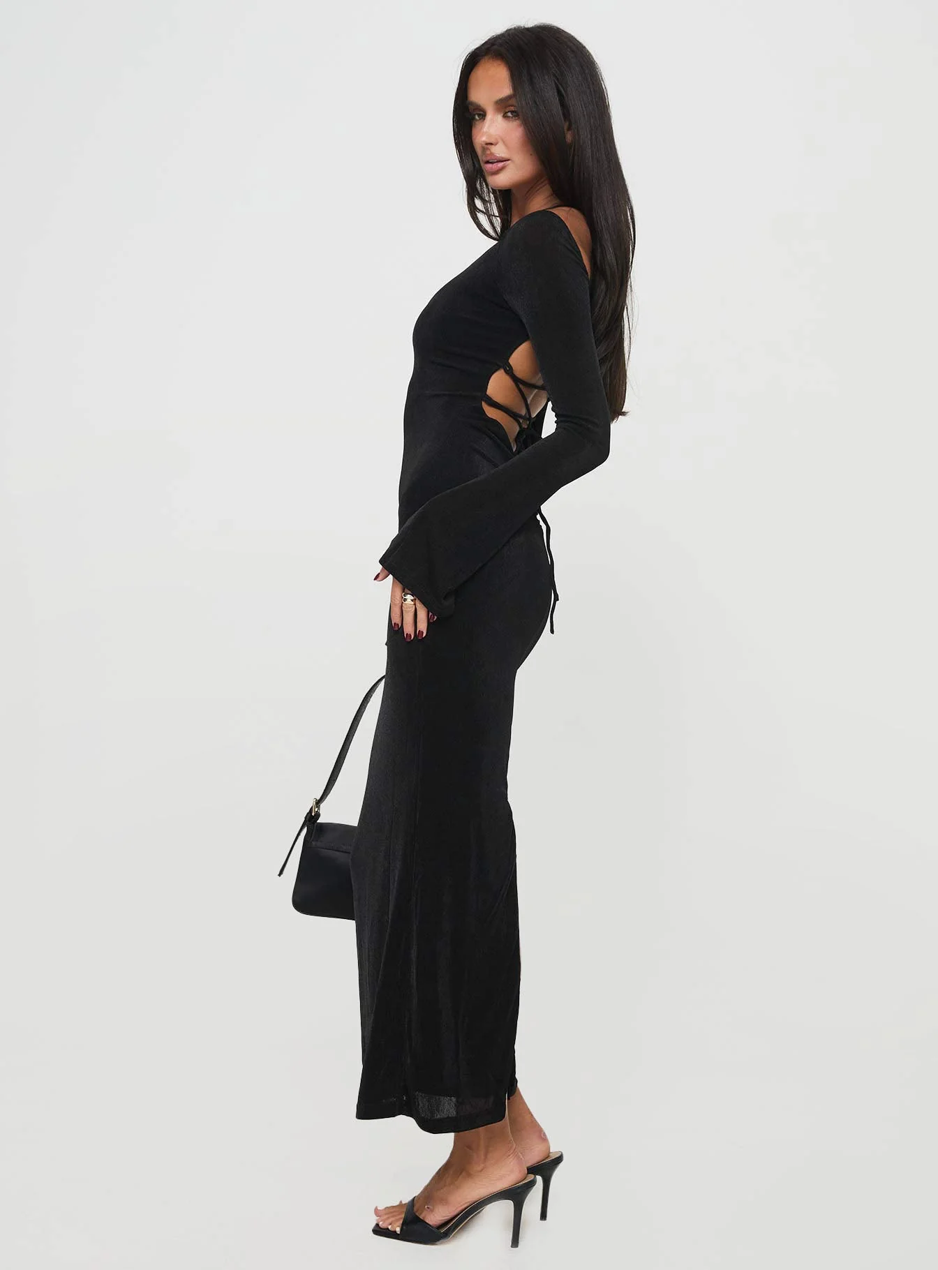 Janice Long Sleeve Maxi Dress Black - Image 3