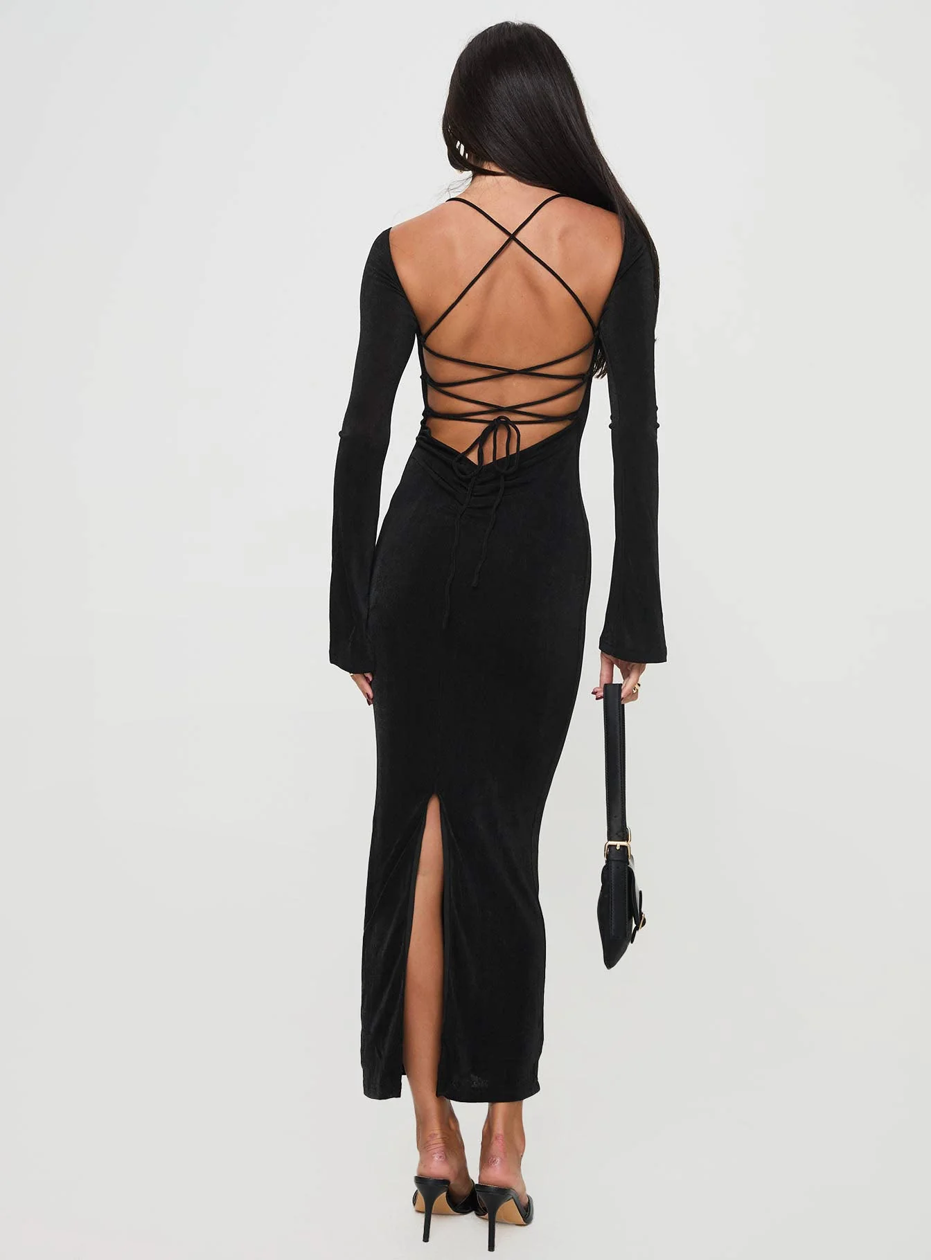 Janice Long Sleeve Maxi Dress Black - Image 4