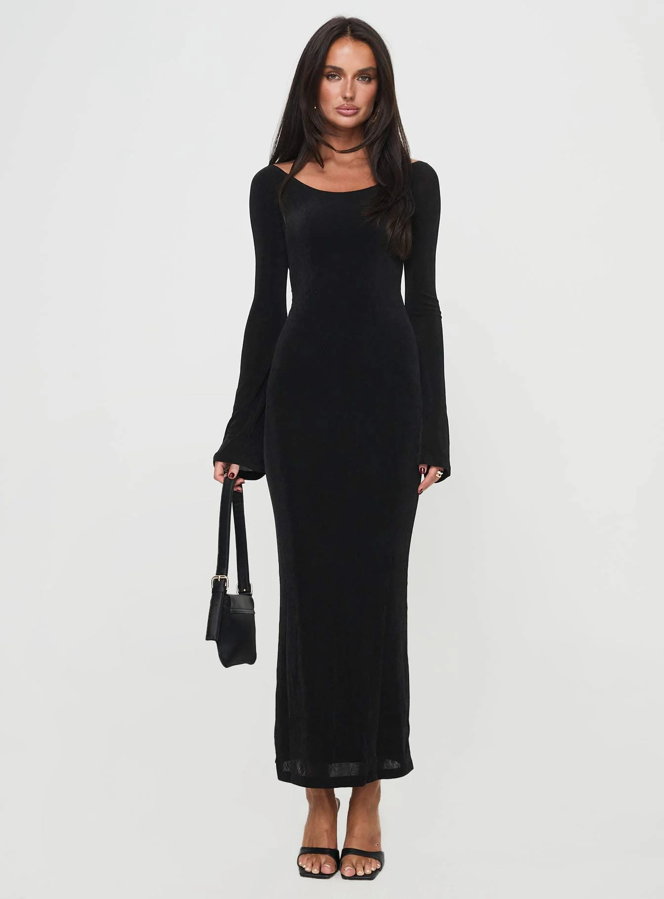 Janice Long Sleeve Maxi Dress Black - Image 6