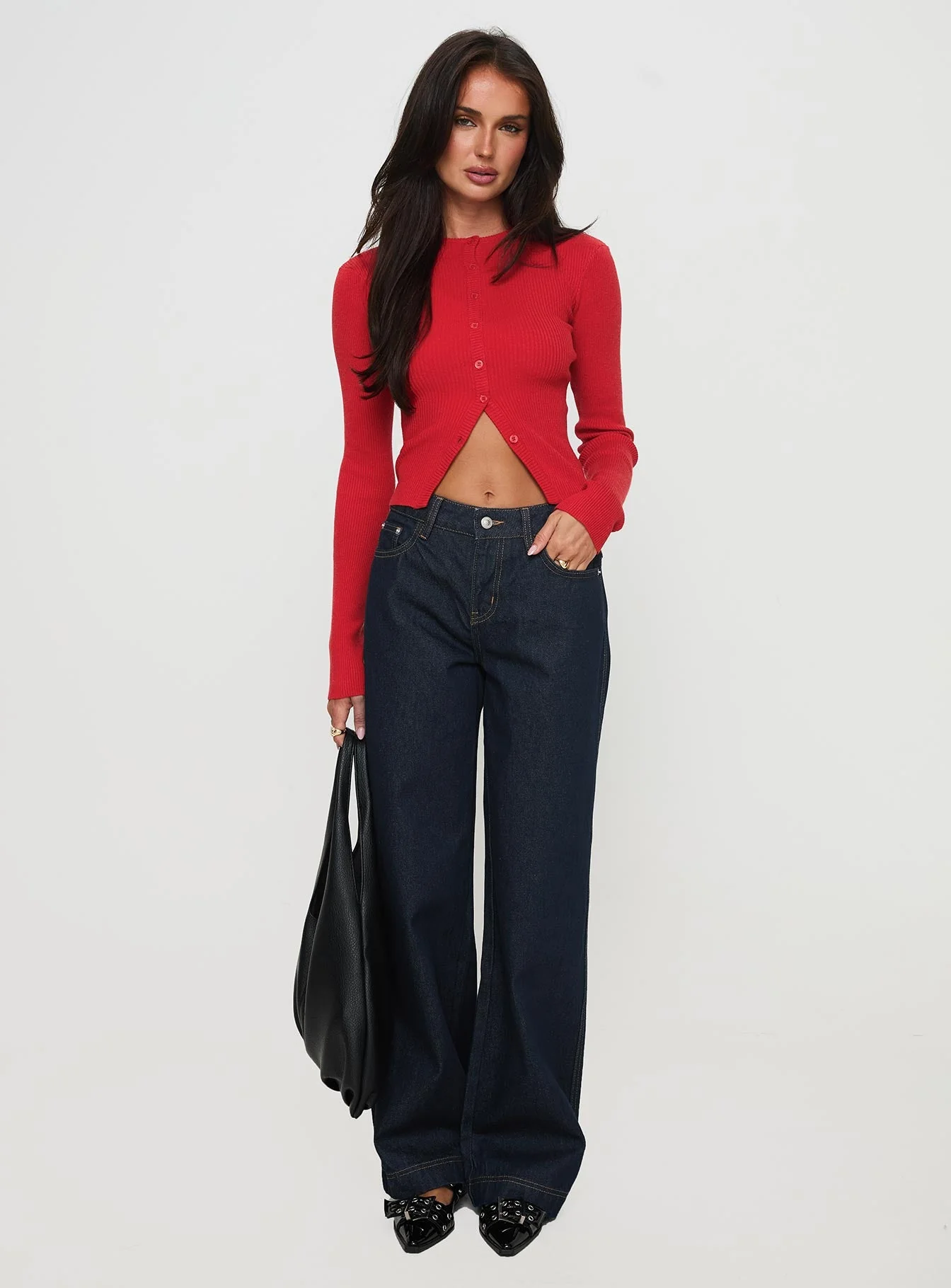 Jankins Mid Rise Baggy Jeans Dark Blue Wash - Image 3