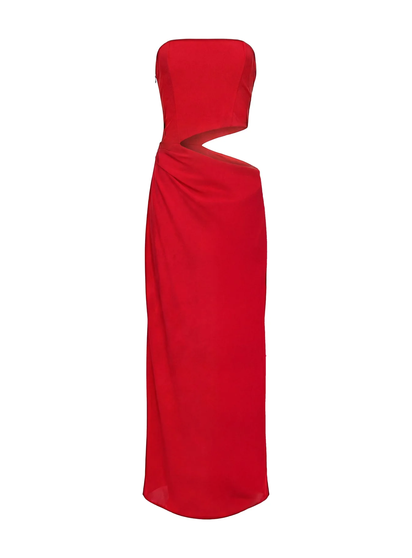 Jasira Strapless Drape Maxi Dress Bold Red - Image 10