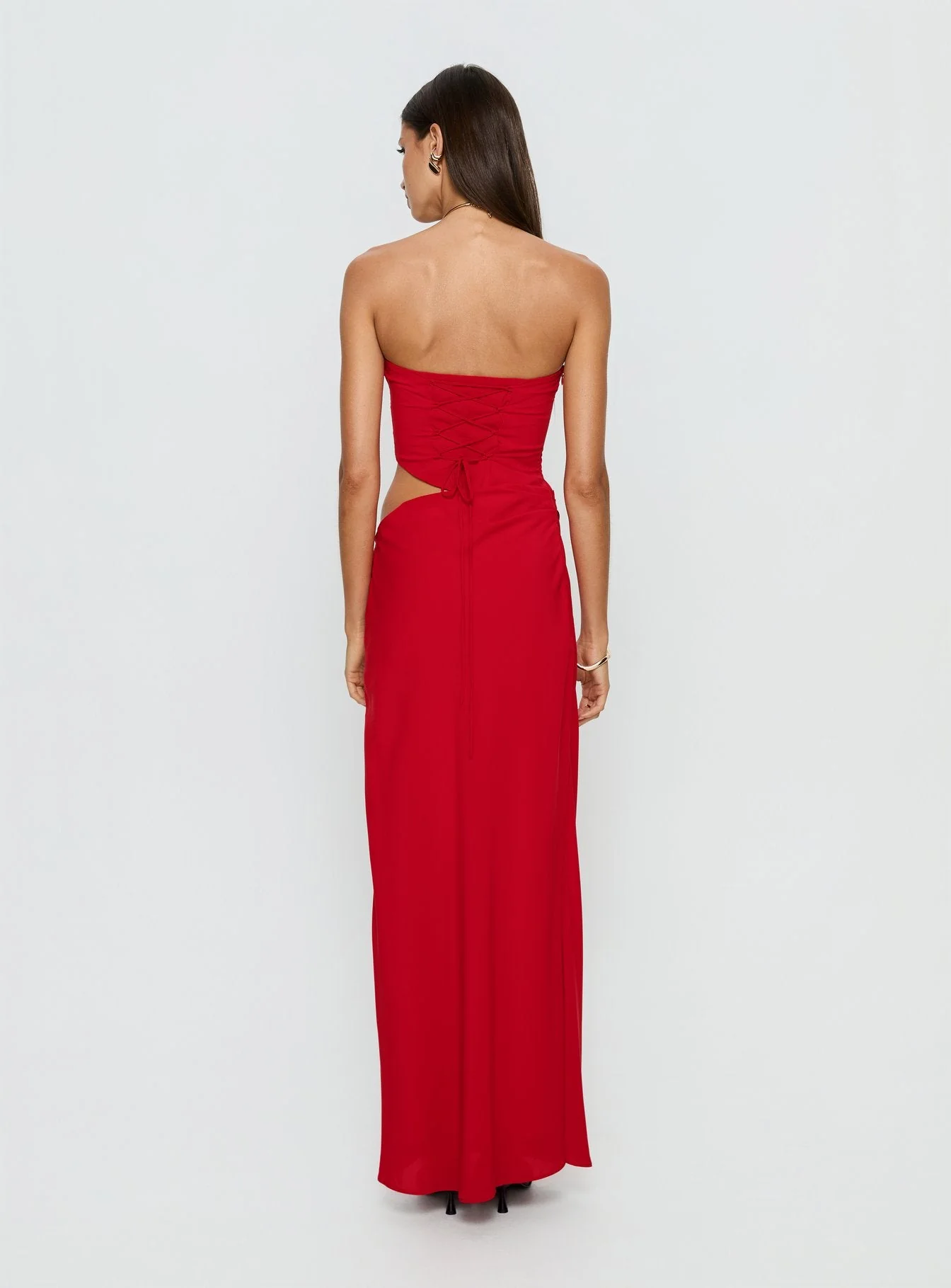 Jasira Strapless Drape Maxi Dress Bold Red - Image 5