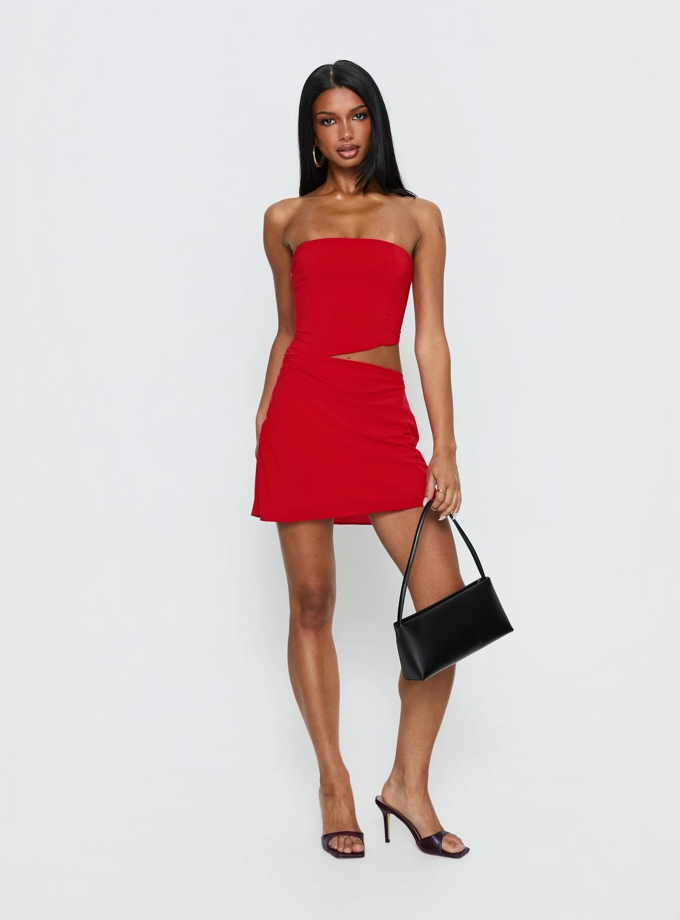 Jasira Strapless Drape Mini Dress Bold Red - Image 2