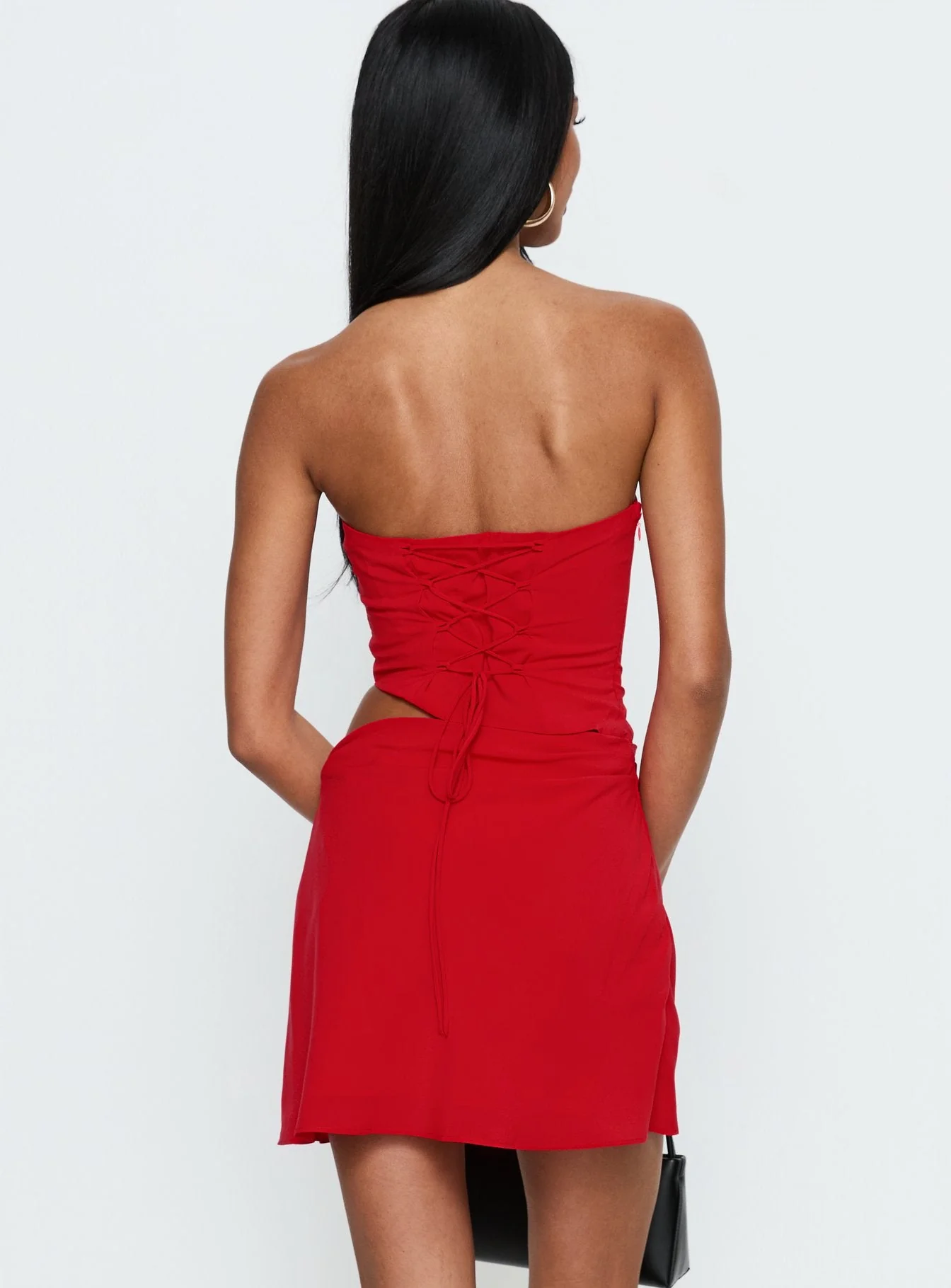 Jasira Strapless Drape Mini Dress Bold Red - Image 4