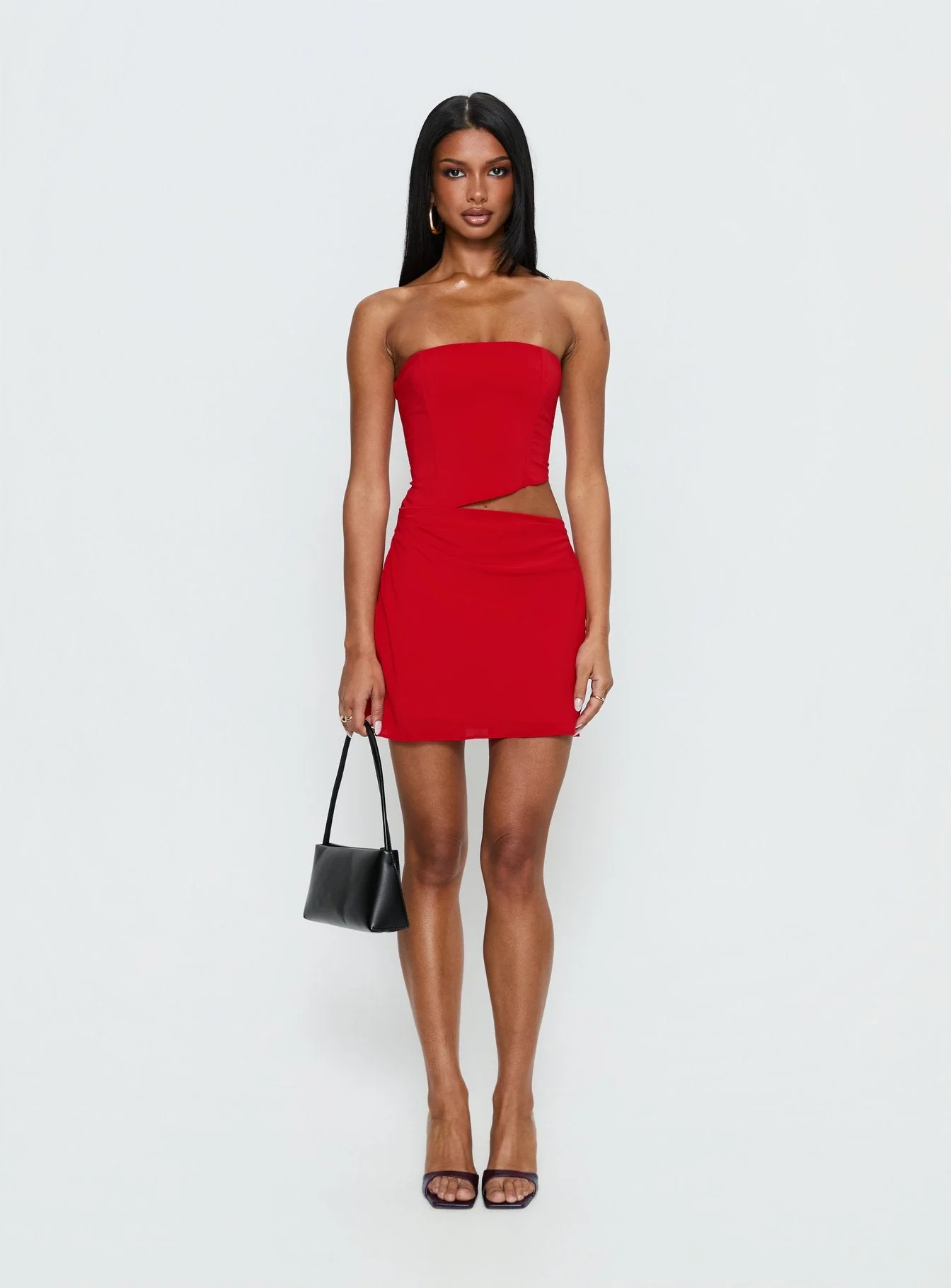 Jasira Strapless Drape Mini Dress Bold Red - Image 6