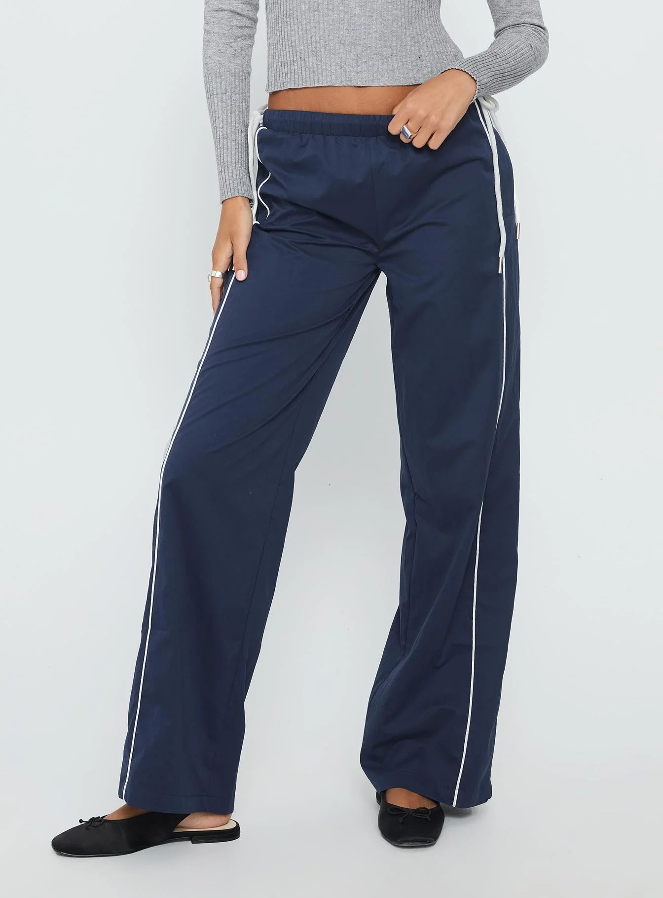 Jaycie Tie Side Track Pant Navy - Image 2