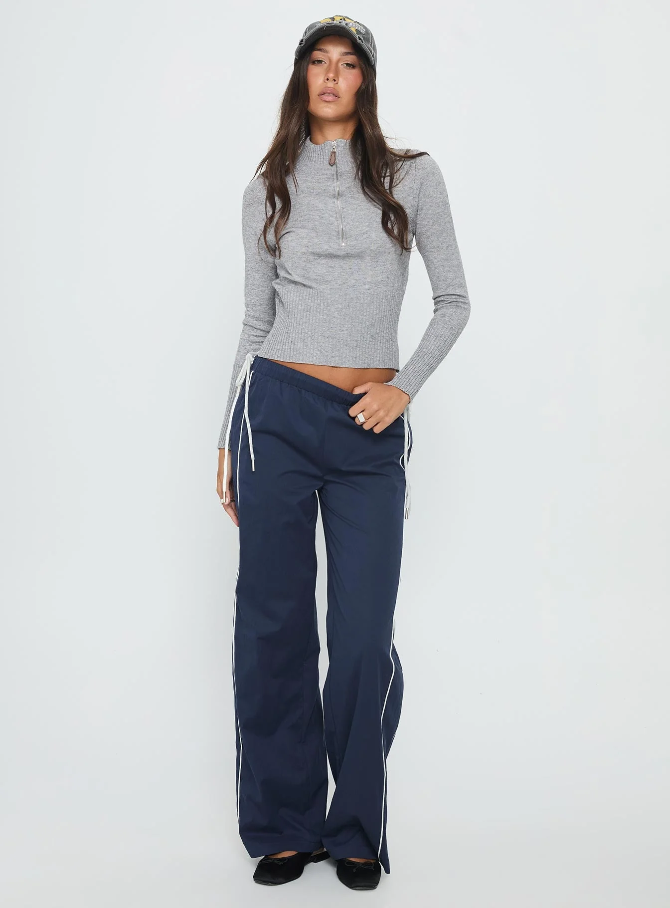 Jaycie Tie Side Track Pant Navy - Image 3