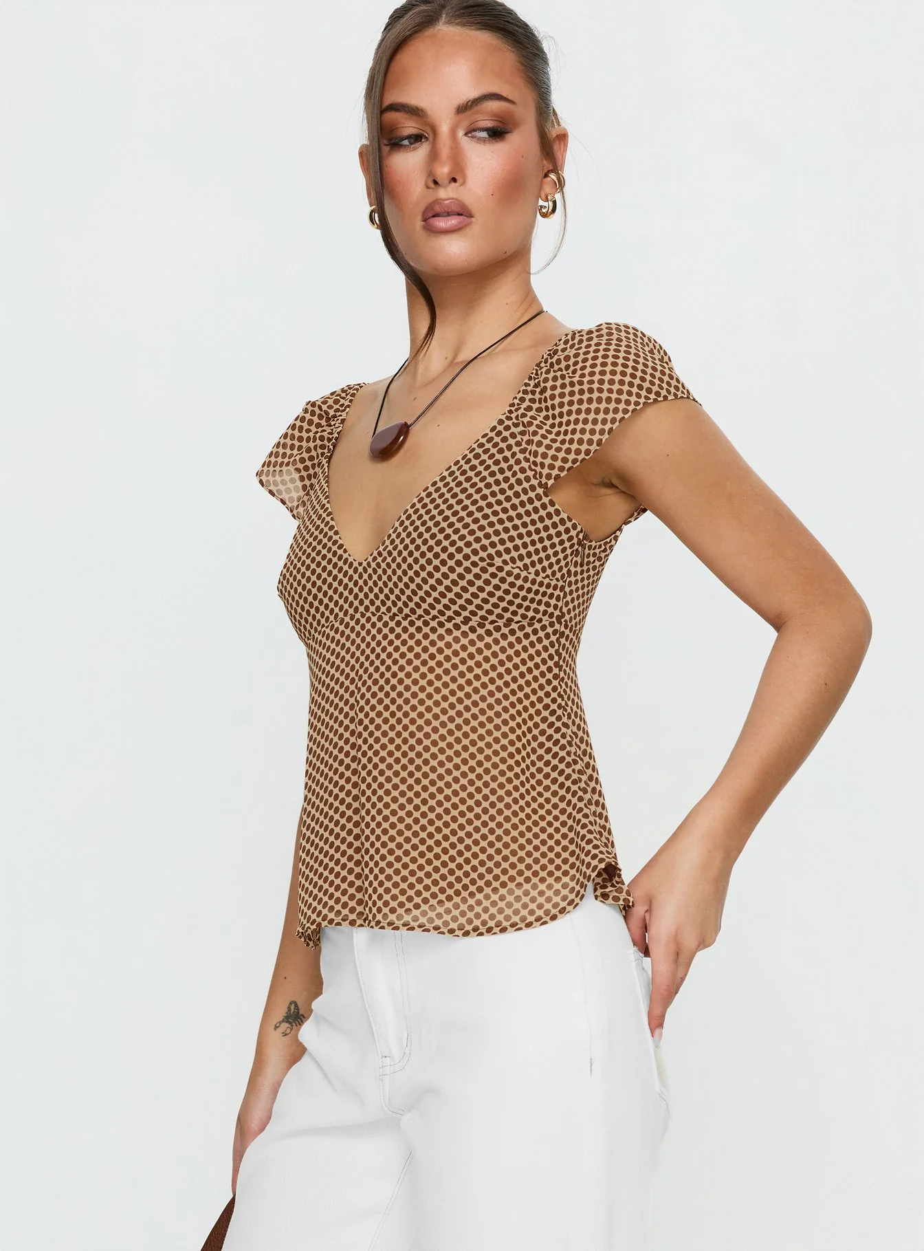 Jazz Club Top Brown Polka - Image 3