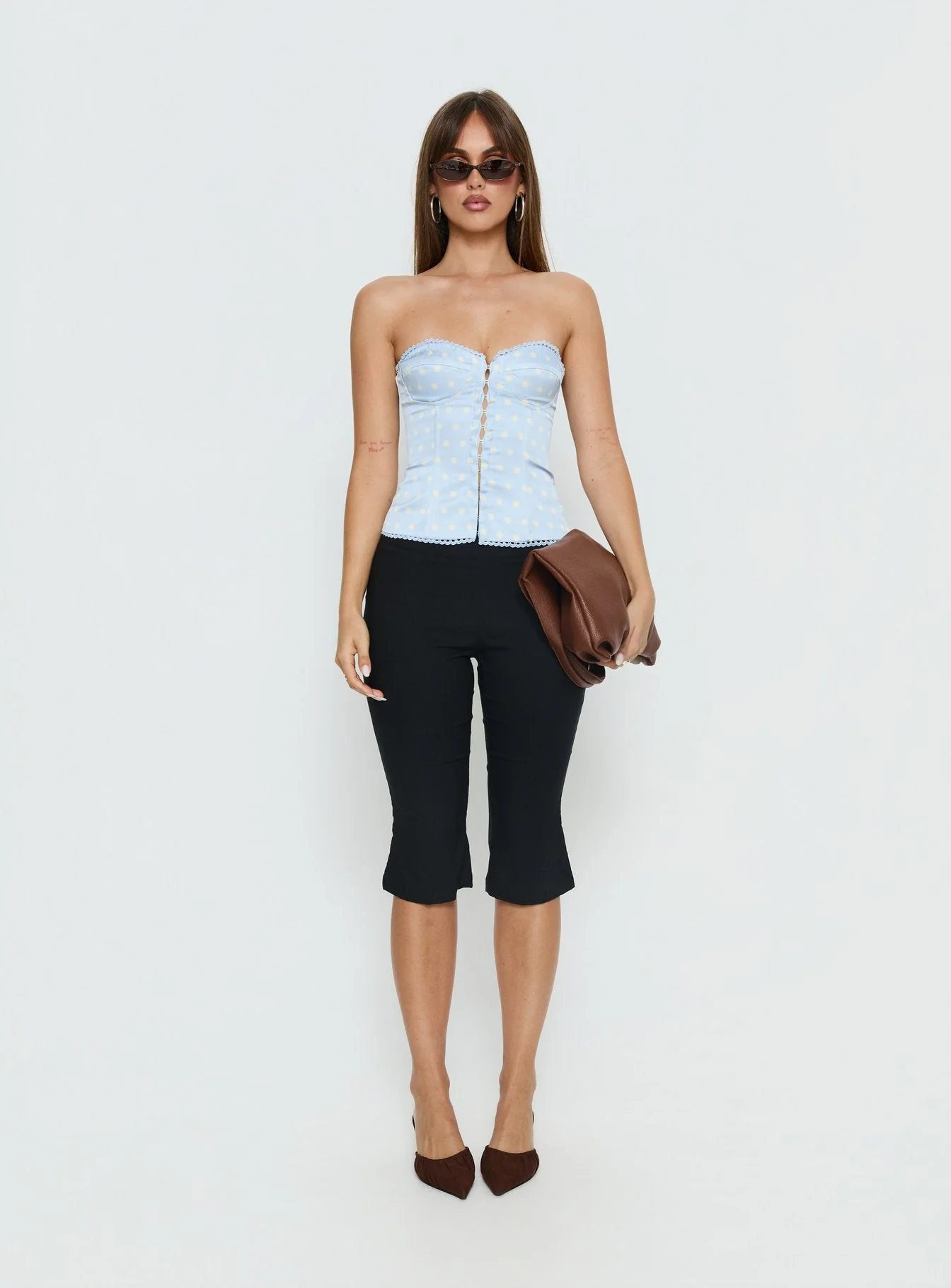 Jazzy Strapless Corset Top Blue / Lemon Polka - Image 6