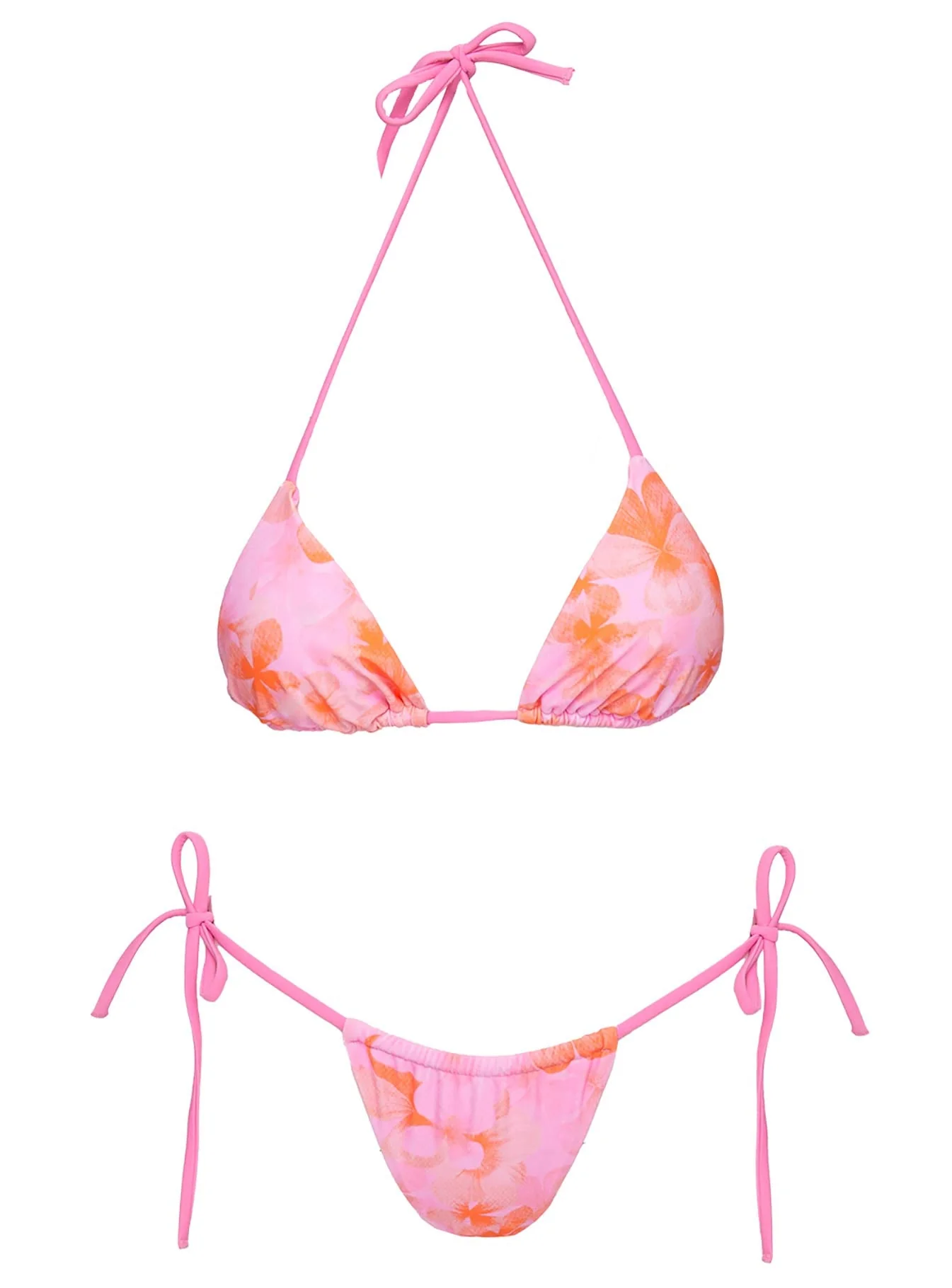 Jenner Tie Side Ruched Bikini Bottom Pink Floral - Image 5