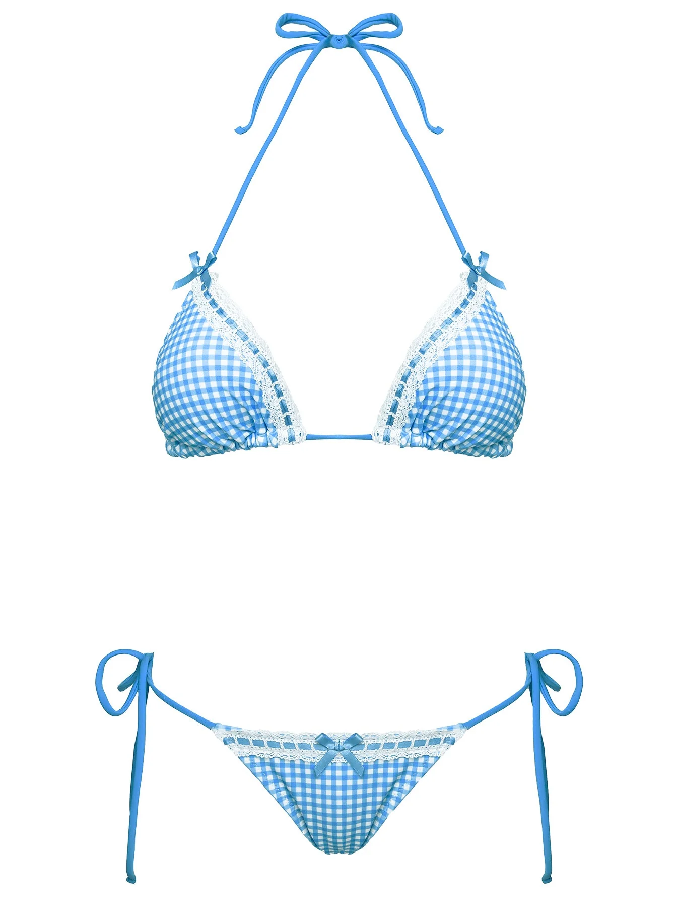 Jenner Triangle Bikini Top Blue Gingham - Image 5
