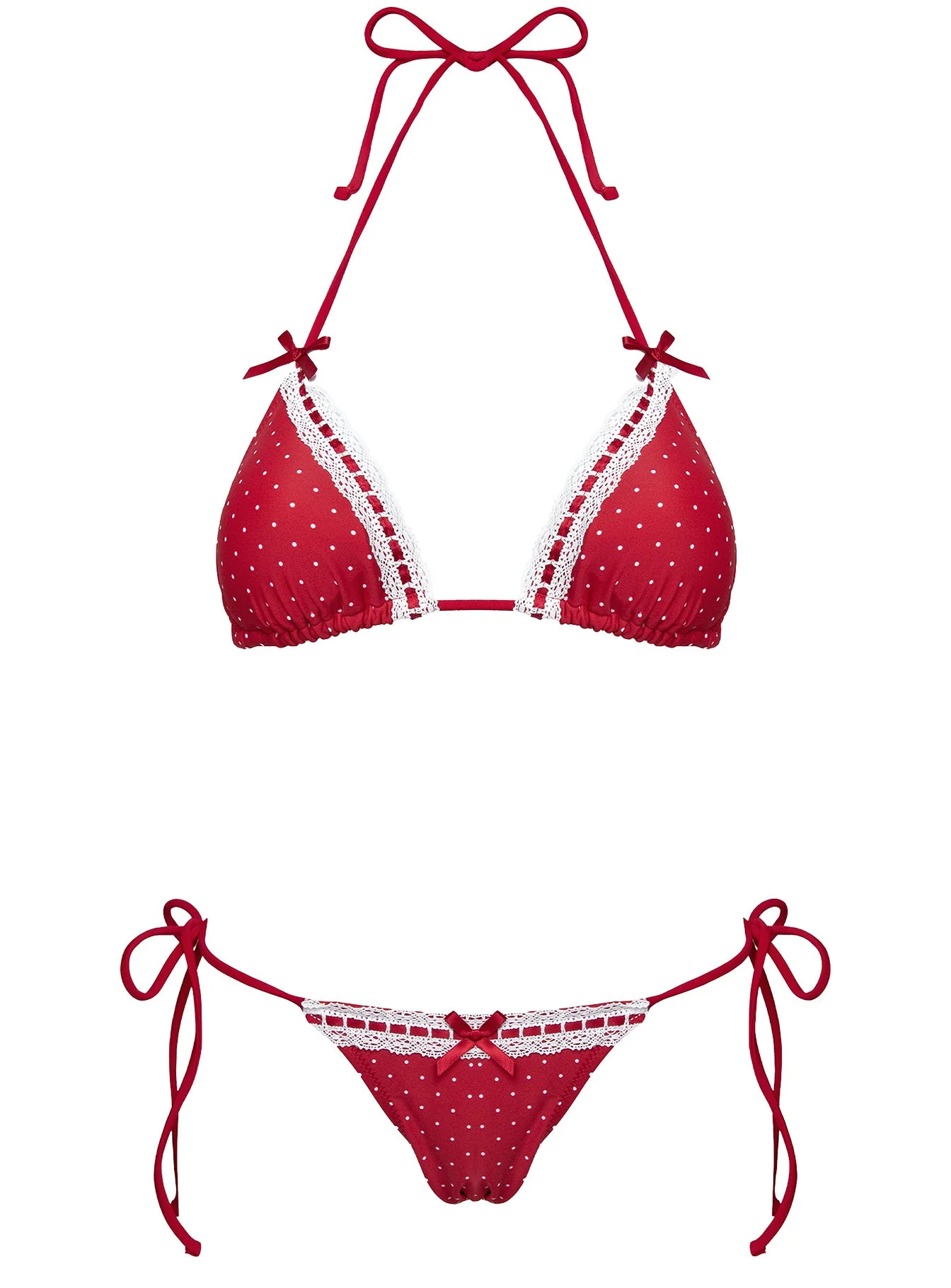Jenner Triangle Bikini Top Red Polka - Image 5