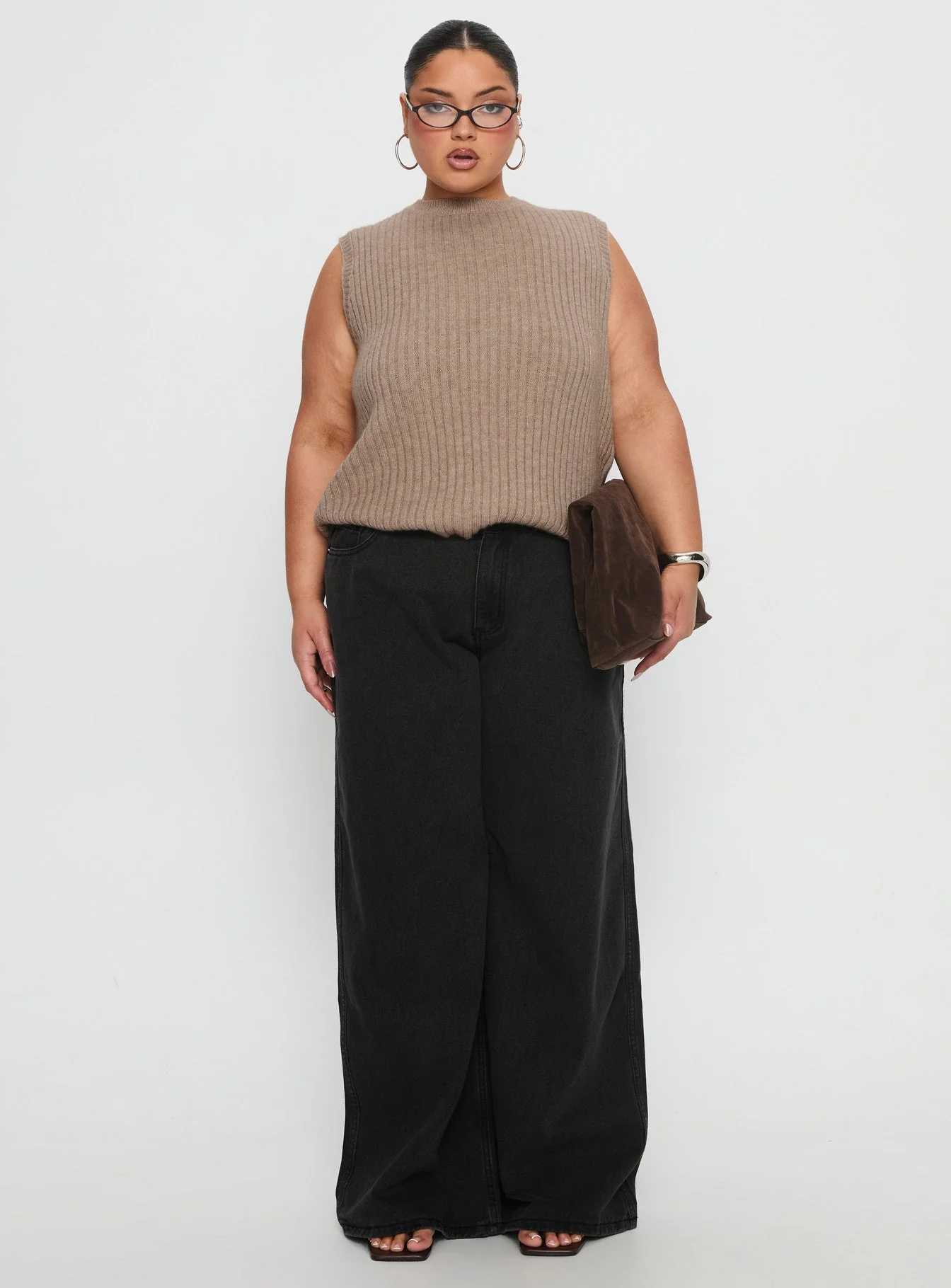 Jessabell Rib Sleeveless Top Mocha Curve - Image 6