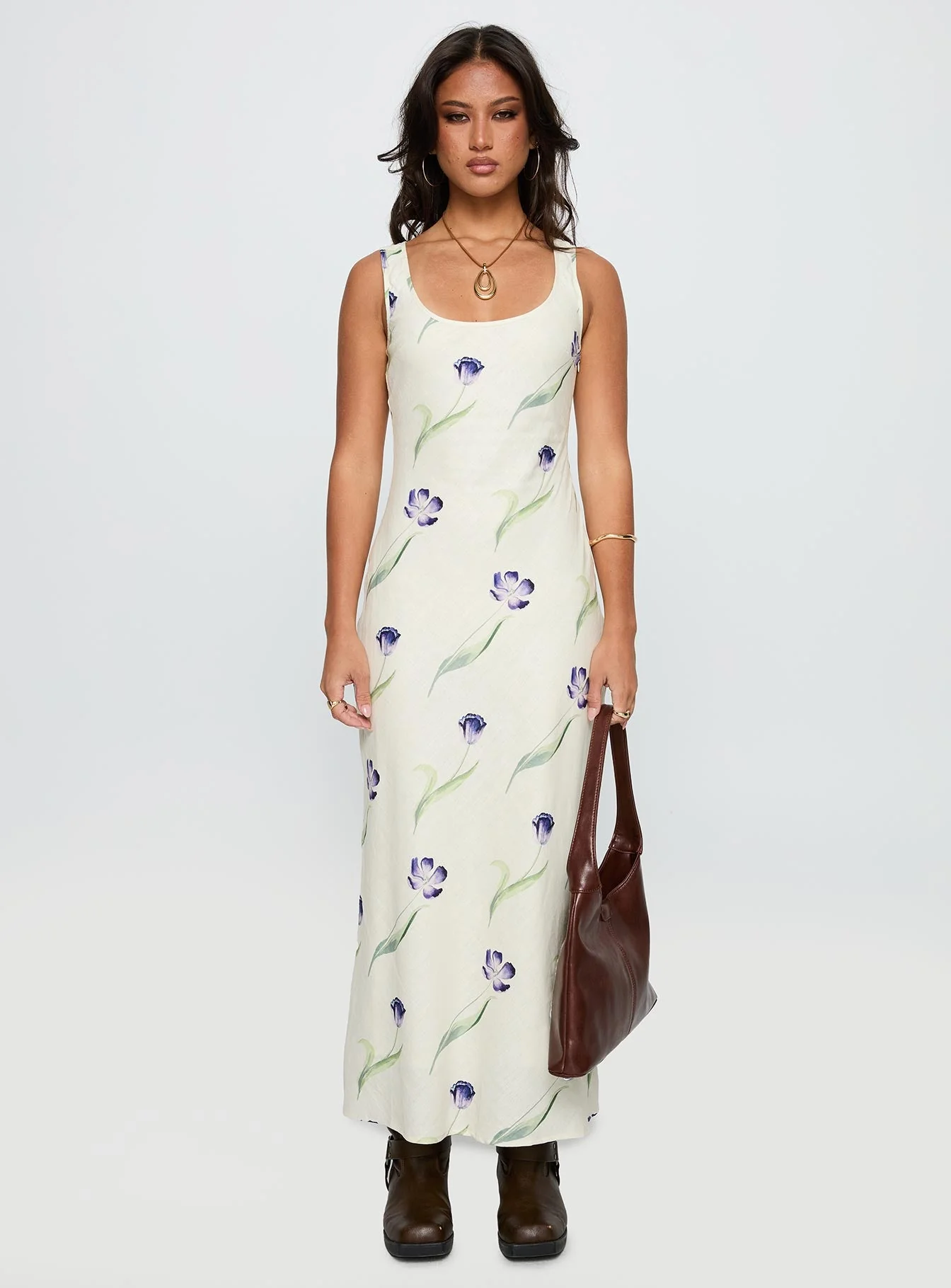 Jessabelle Linen Blend Midi Dress Cream Floral - Image 7
