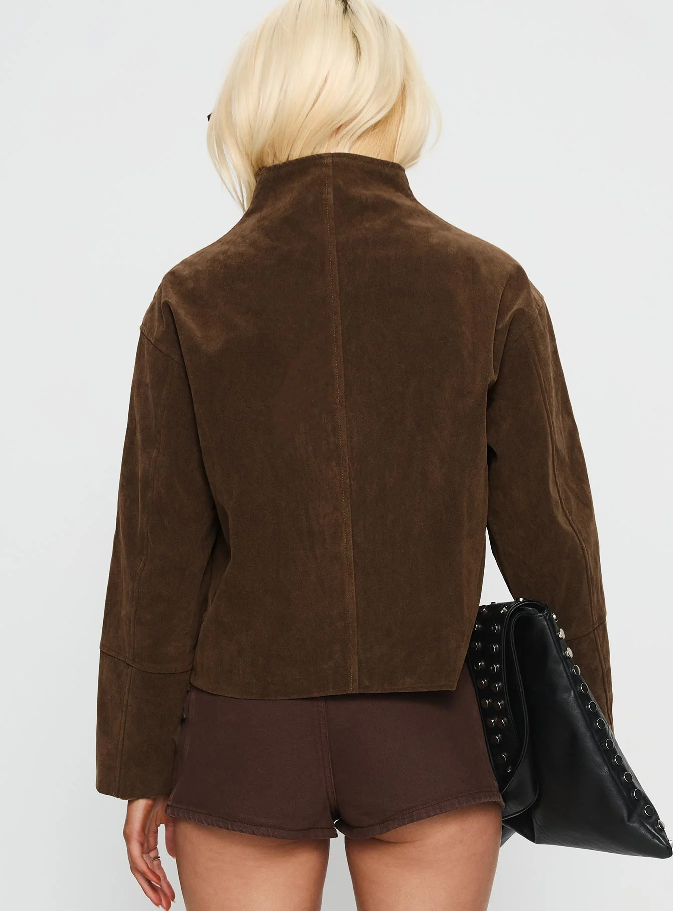 Jessalynn Faux Suede Zip Through Jacket Brown - Image 6