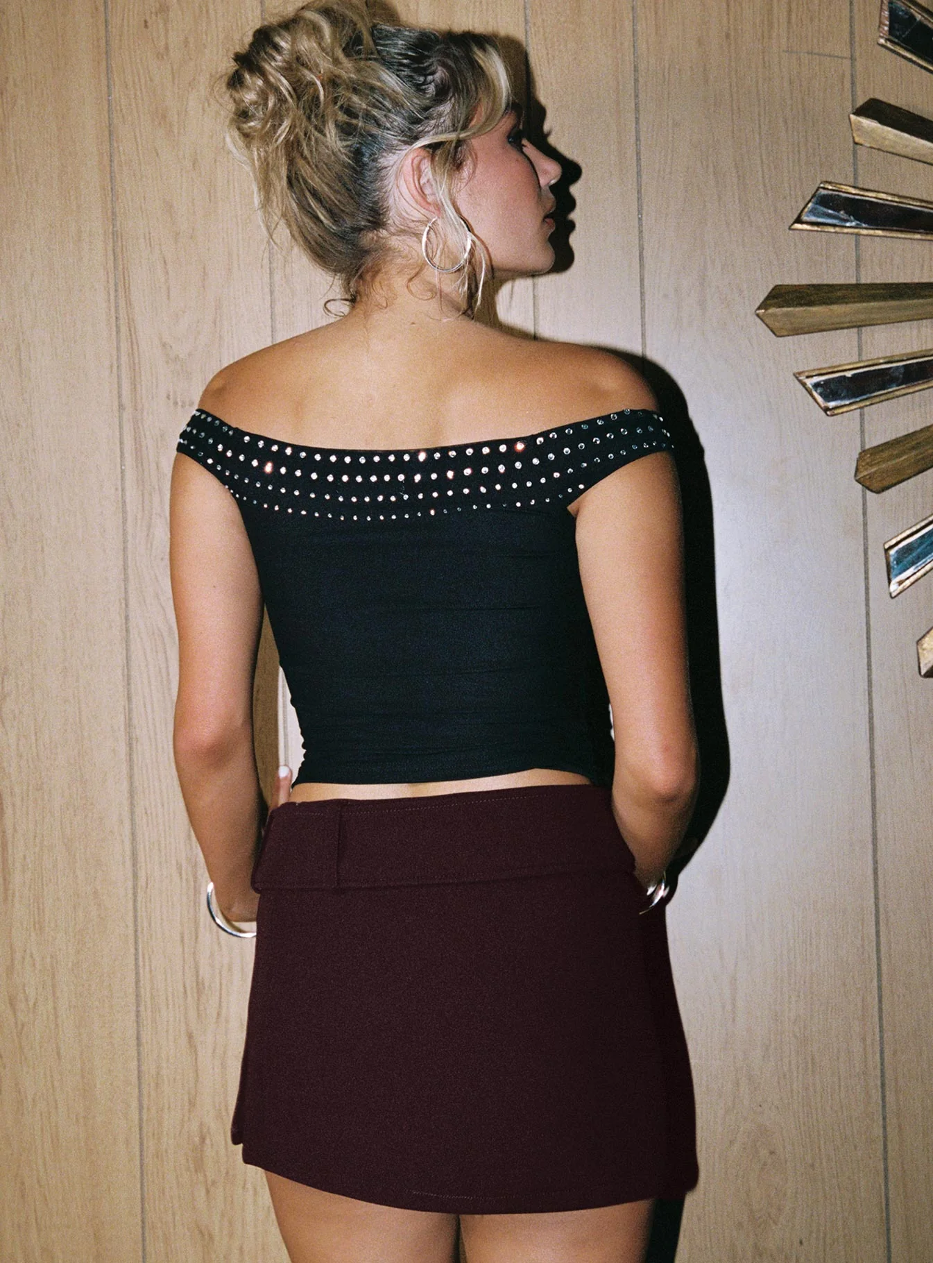 Jewels Off The Shoulder Top Black - Image 5