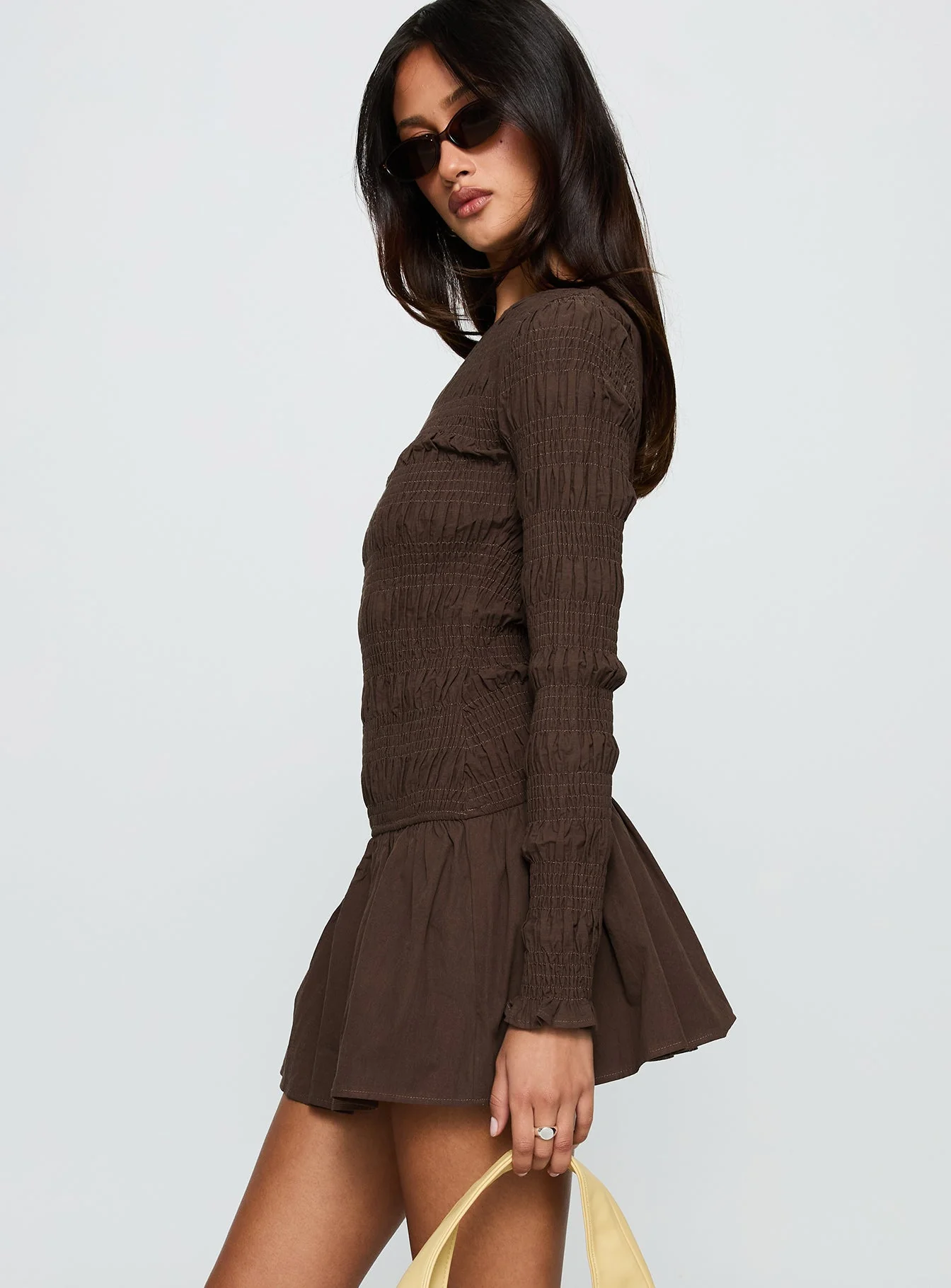 Jheanell Long Sleeve Mini Dress Brown - Image 3