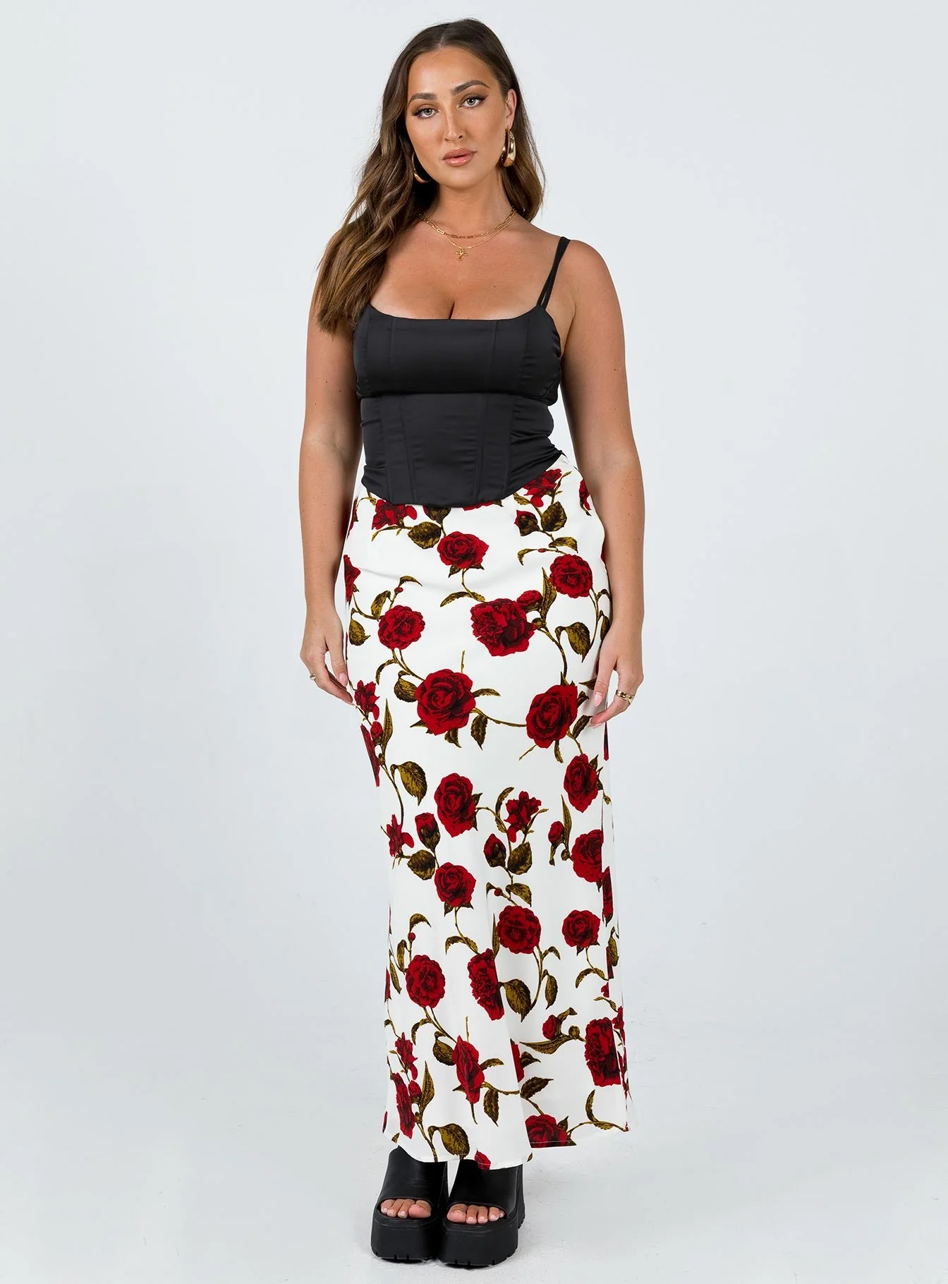 Jodie Maxi Skirt White Floral - Image 2