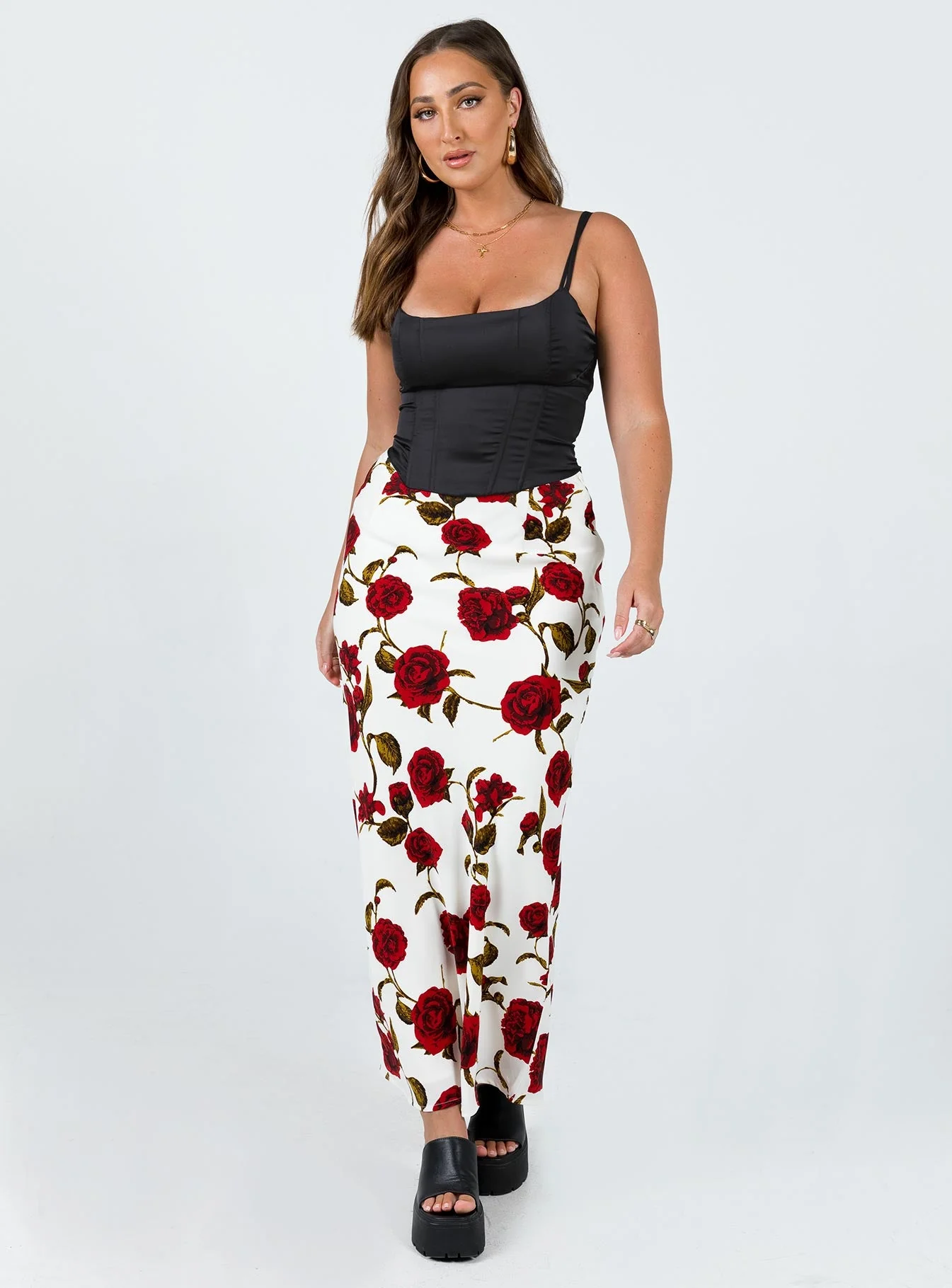 Jodie Maxi Skirt White Floral - Image 3