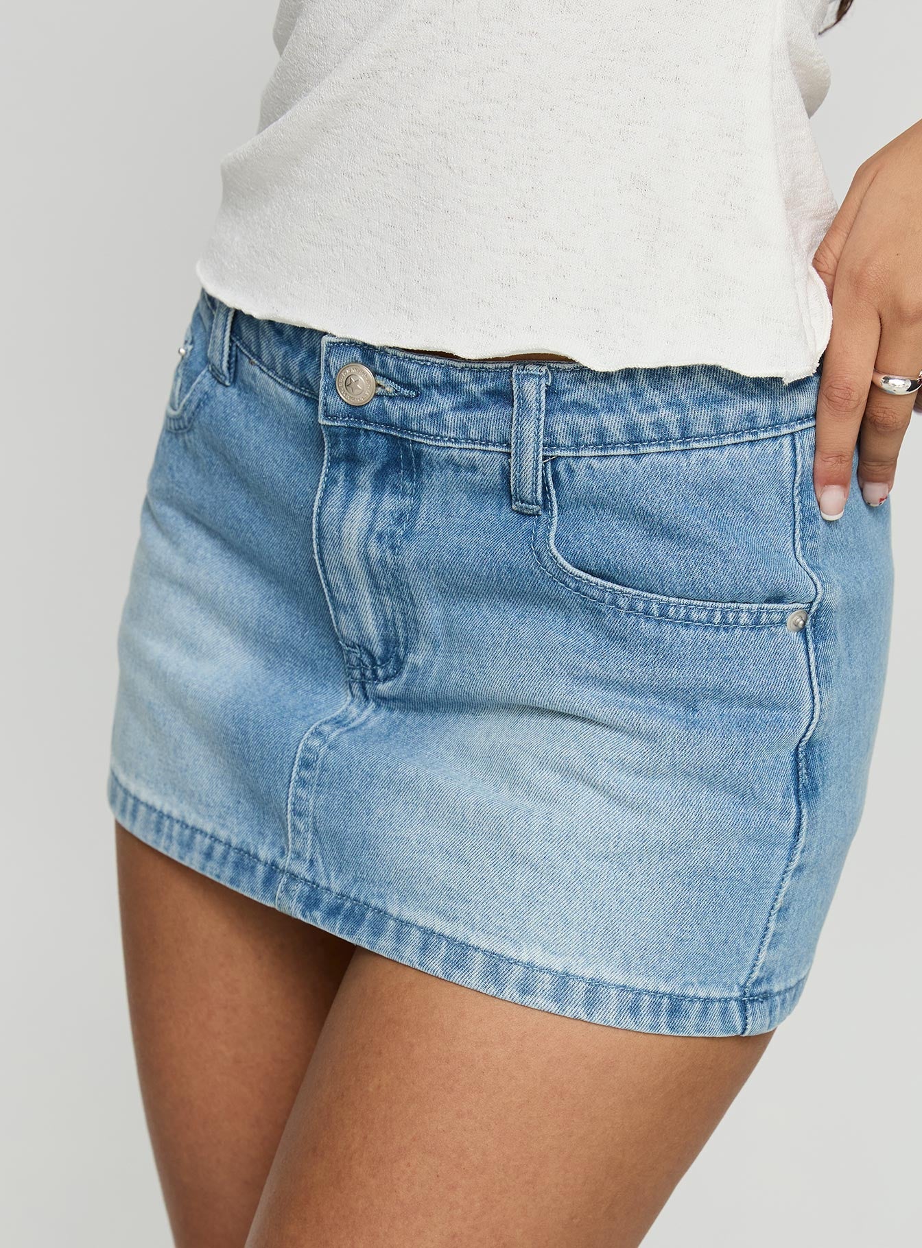 Jordi Low Rise Denim Skort Light Blue Wash - Image 6