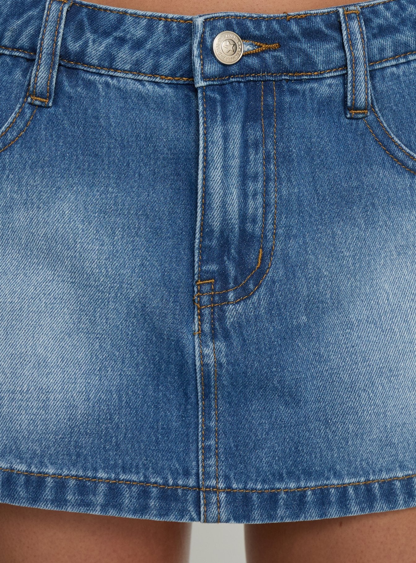 Jordi Low Rise Denim Skort Mid Blue Wash - Image 5