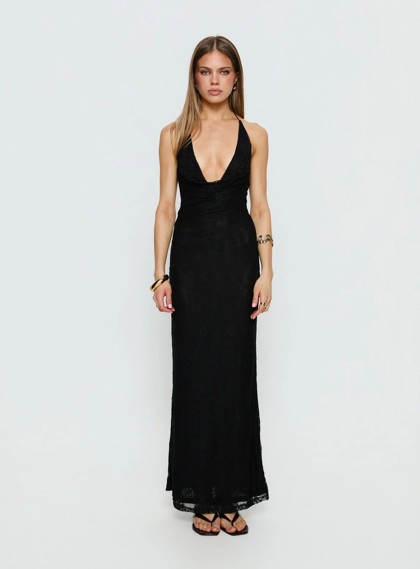 Jordina Lace Halter Maxi Dress Black - Image 6