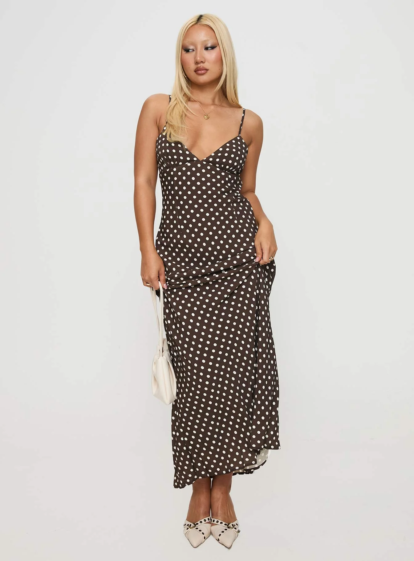 Jorjana Maxi Dress Brown / White Polka Dot - Image 2