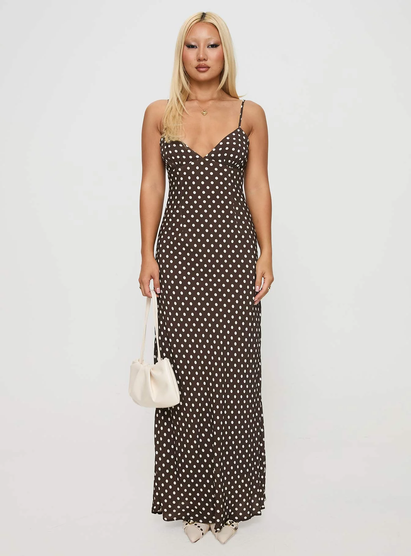 Jorjana Maxi Dress Brown / White Polka Dot - Image 7
