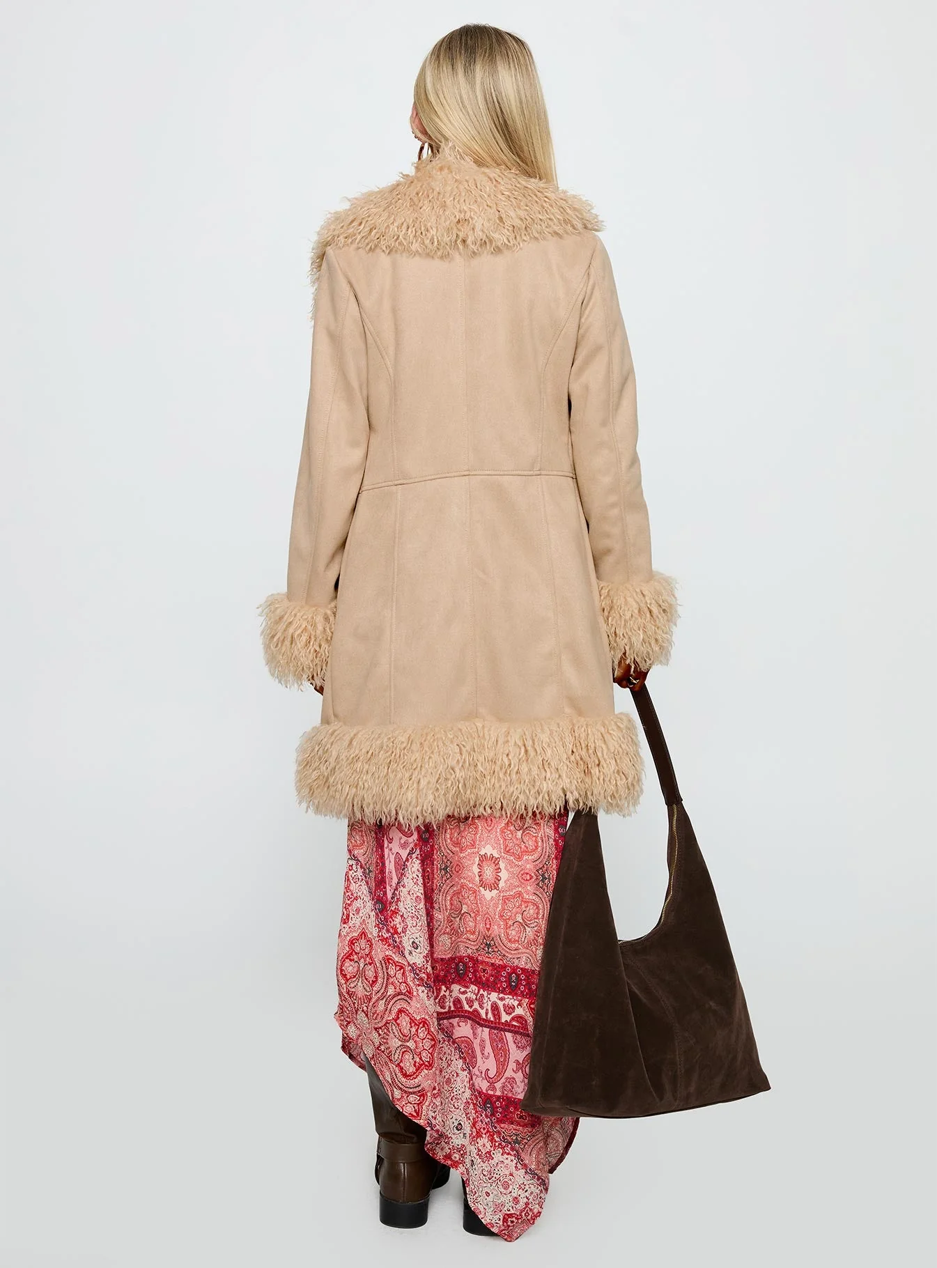 Josefina Faux Fur Detail Jacket Beige - Image 5
