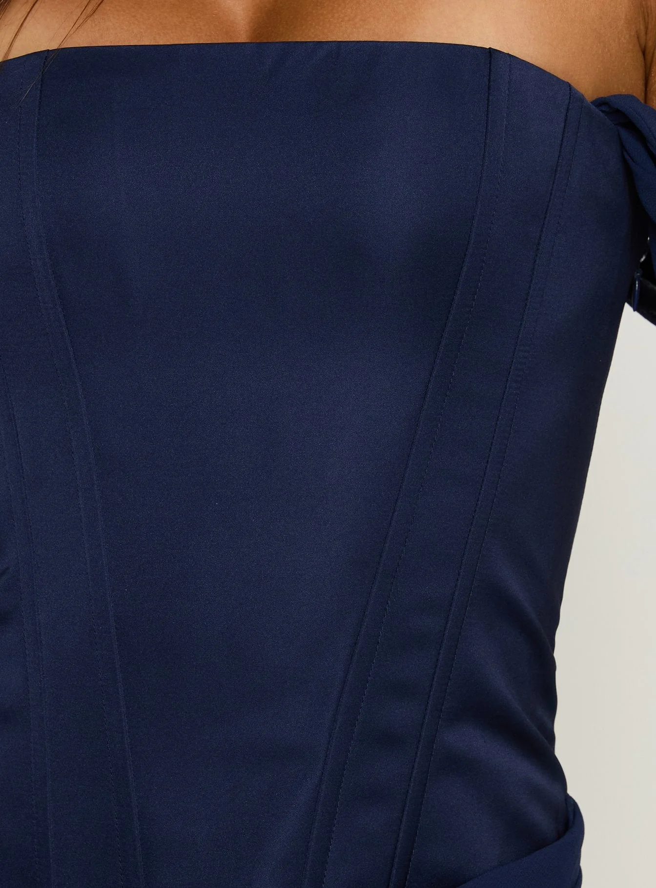 Joslyne Off Shoulder Corset Maxi Dress Navy - Image 6
