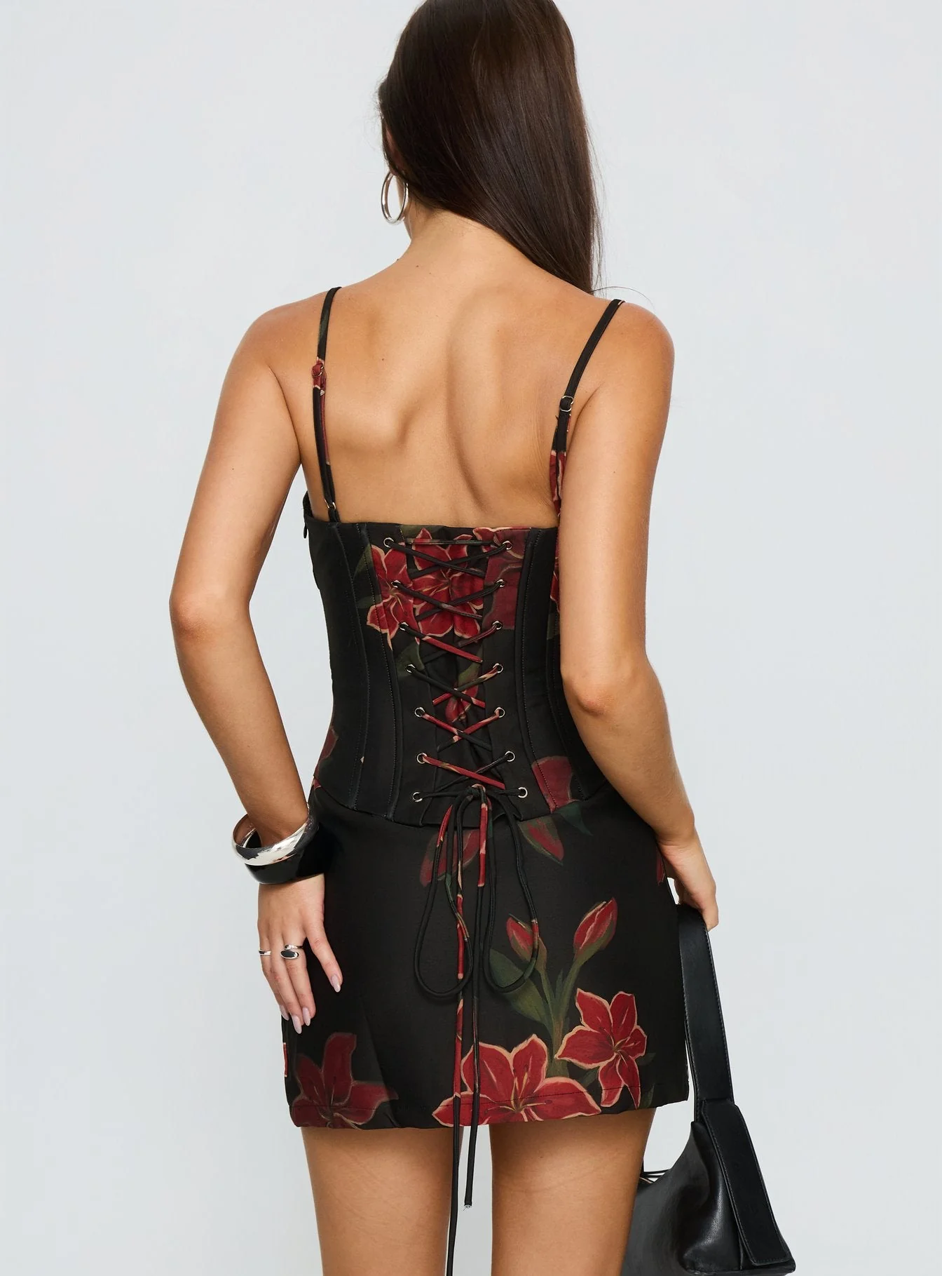 Julisa Corset Mini Dress Red / Black Floral - Image 5