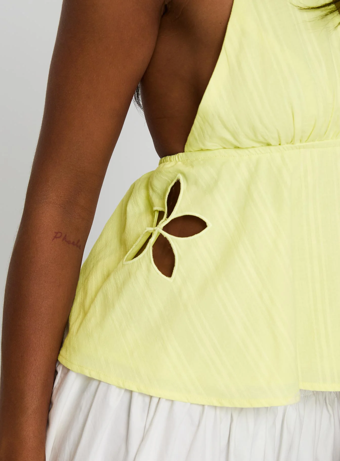 Just Want You Halter Floral Cut Out Top Yellow - Image 6