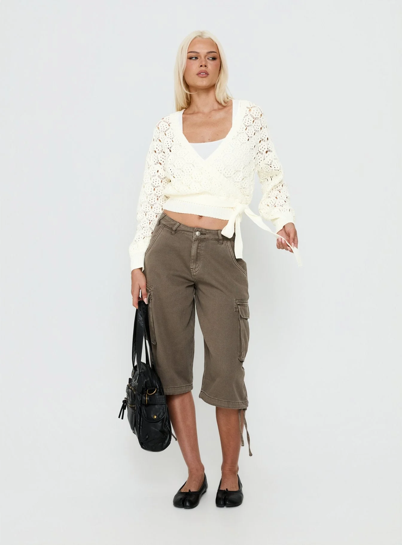 Kaenira Lace Wrap Knit Jumper Cream - Image 3