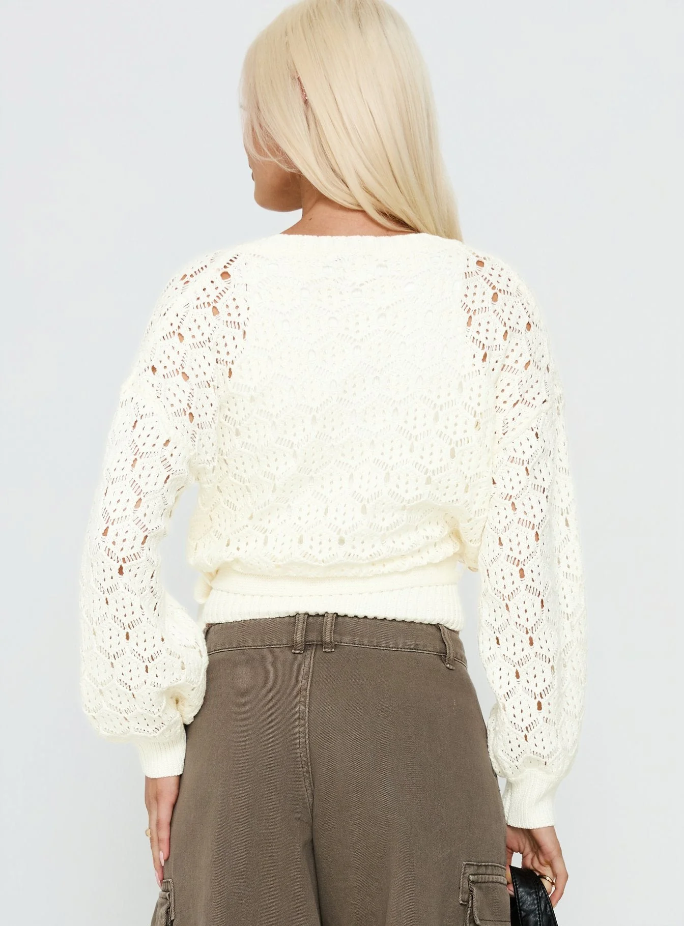 Kaenira Lace Wrap Knit Jumper Cream - Image 5